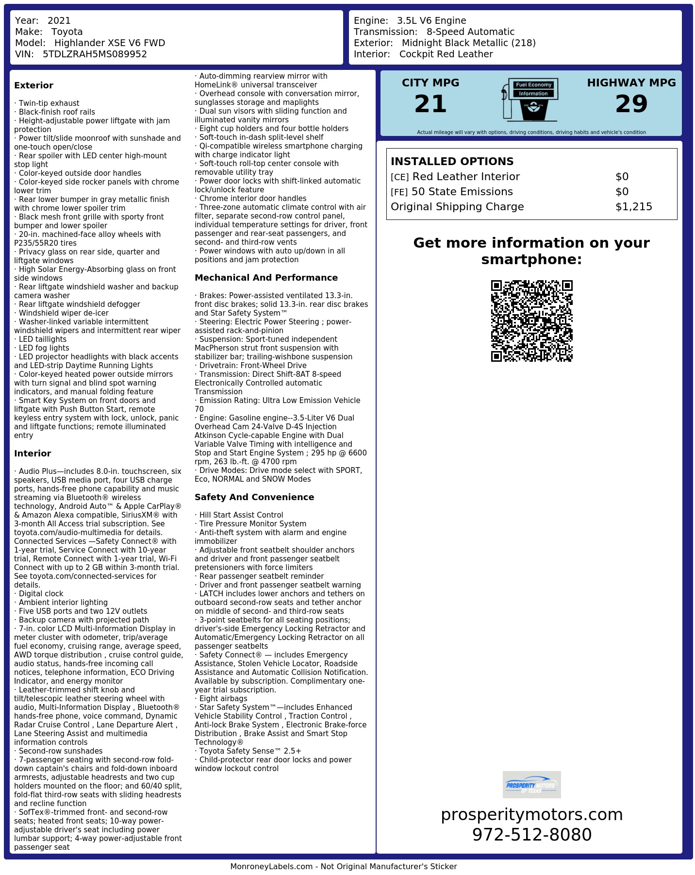 Monroney Label