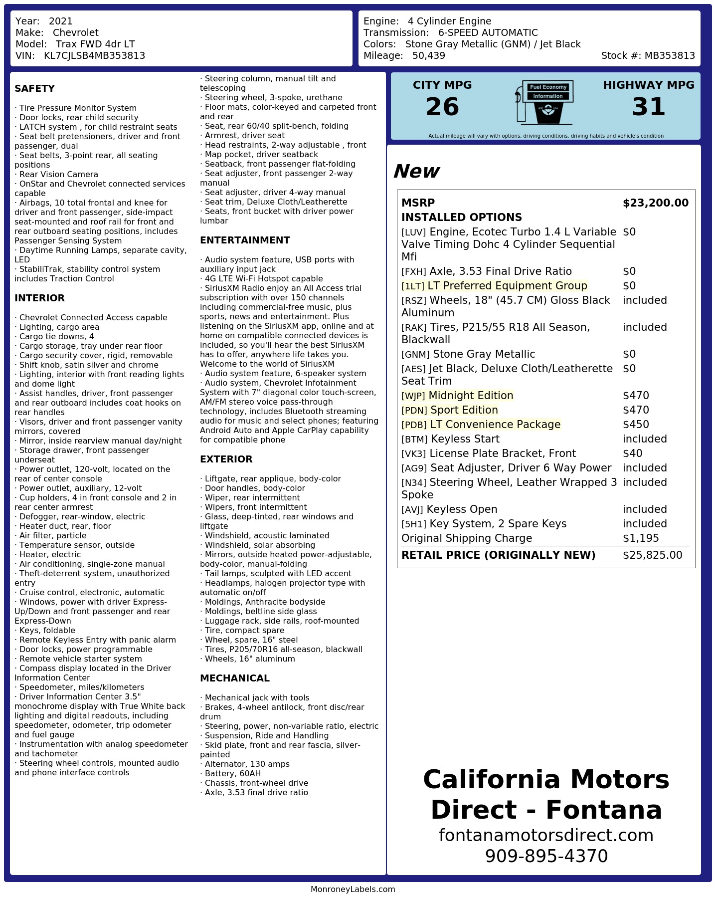 Monroney Label