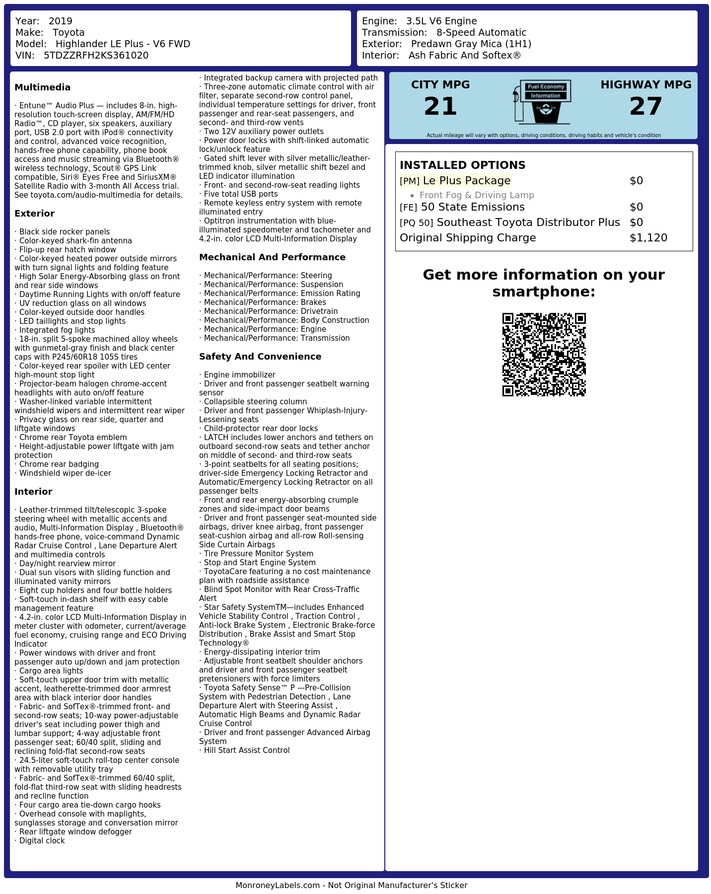 Monroney Label