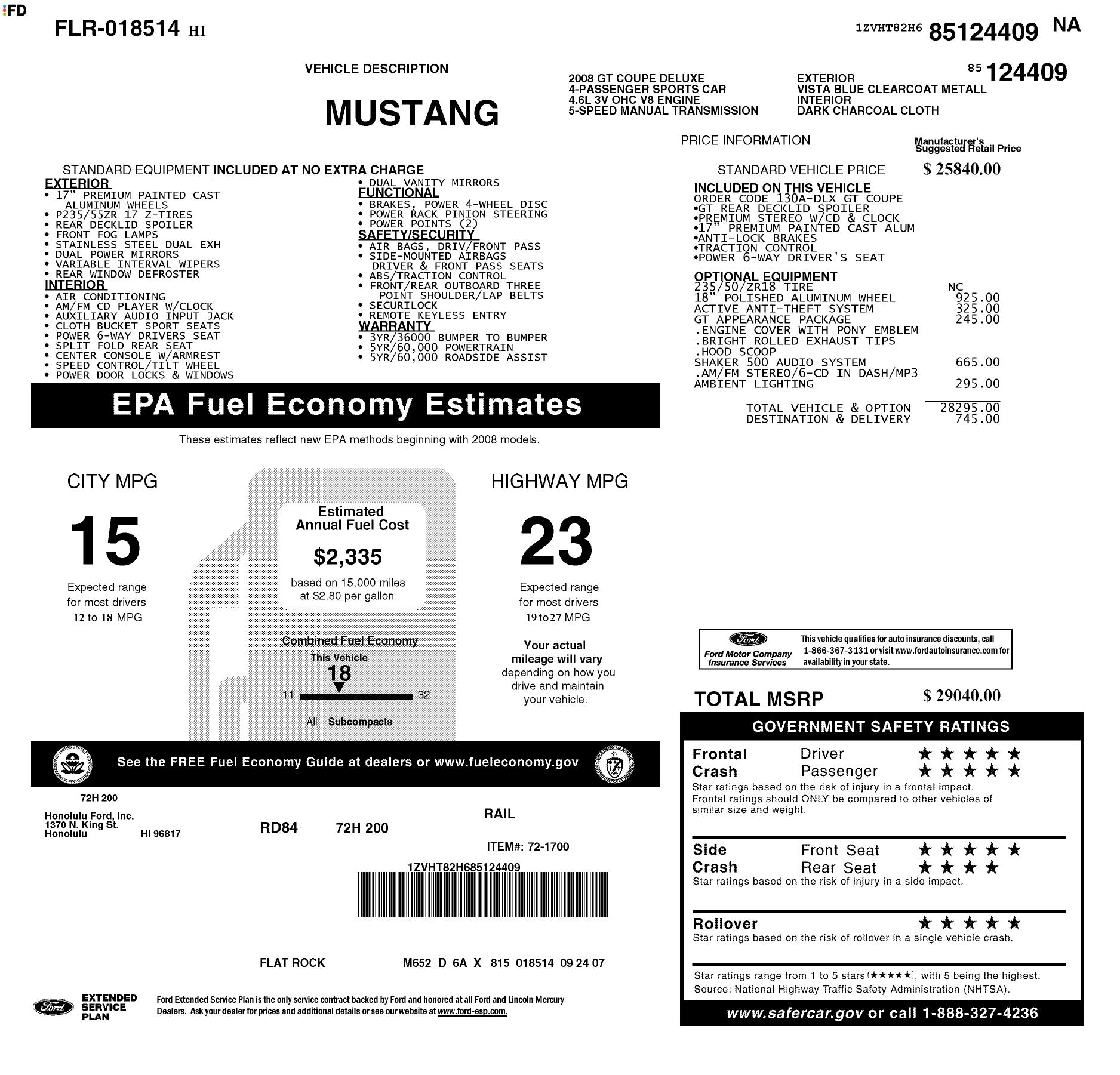Monroney Label