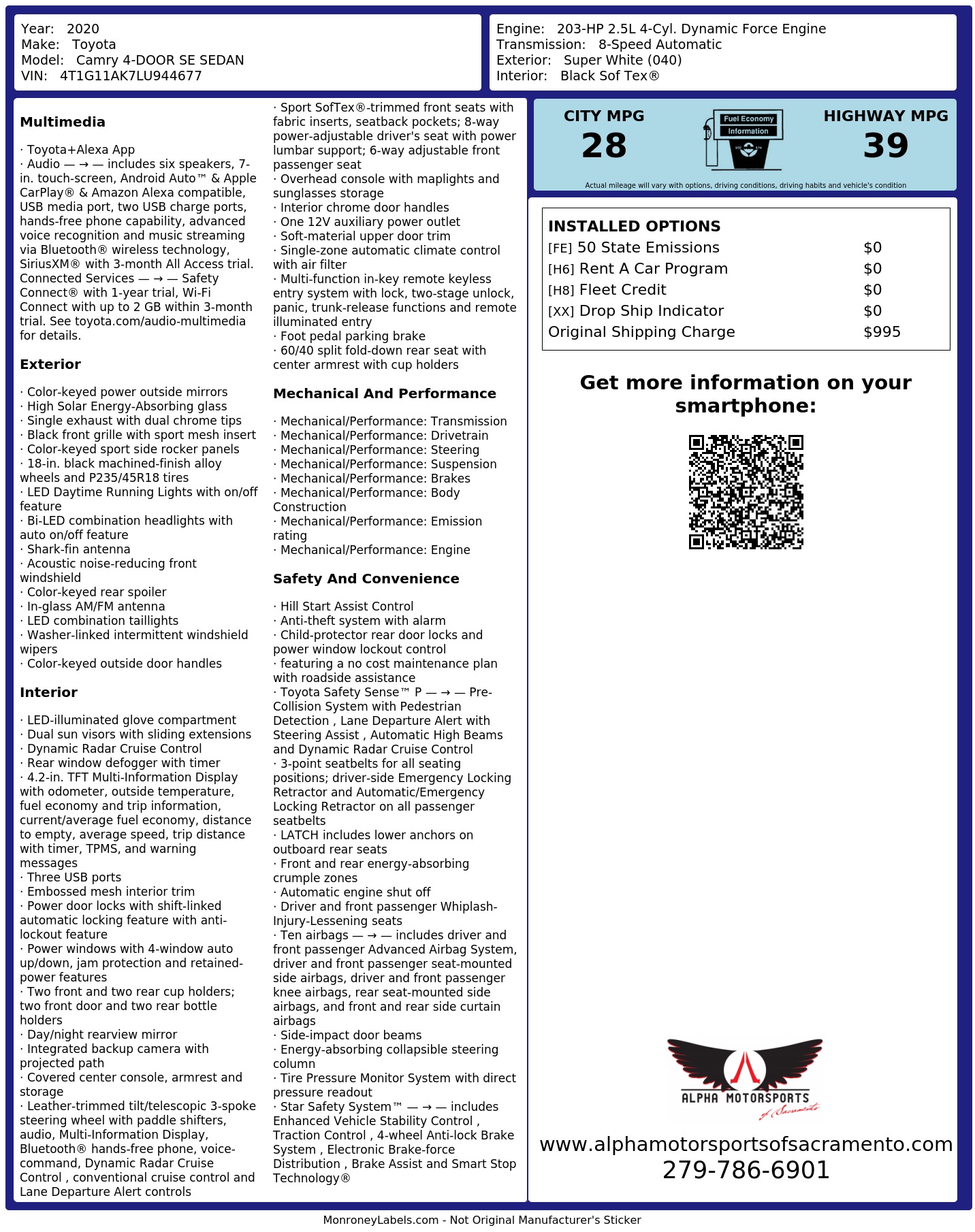 Monroney Label