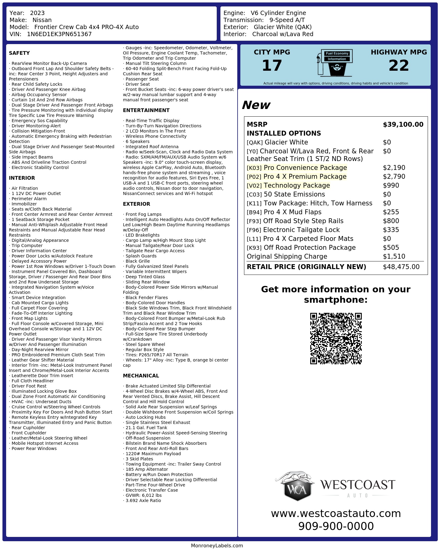 Monroney Label