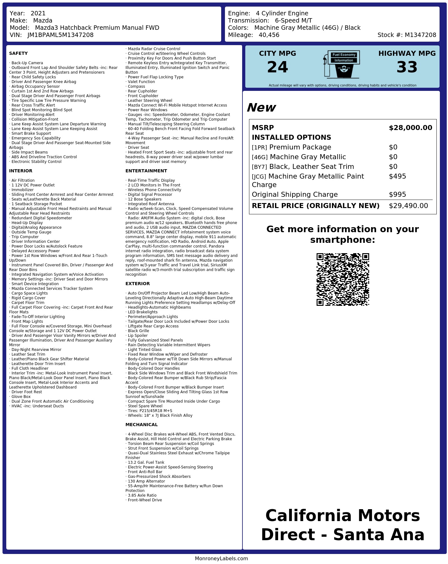 Monroney Label
