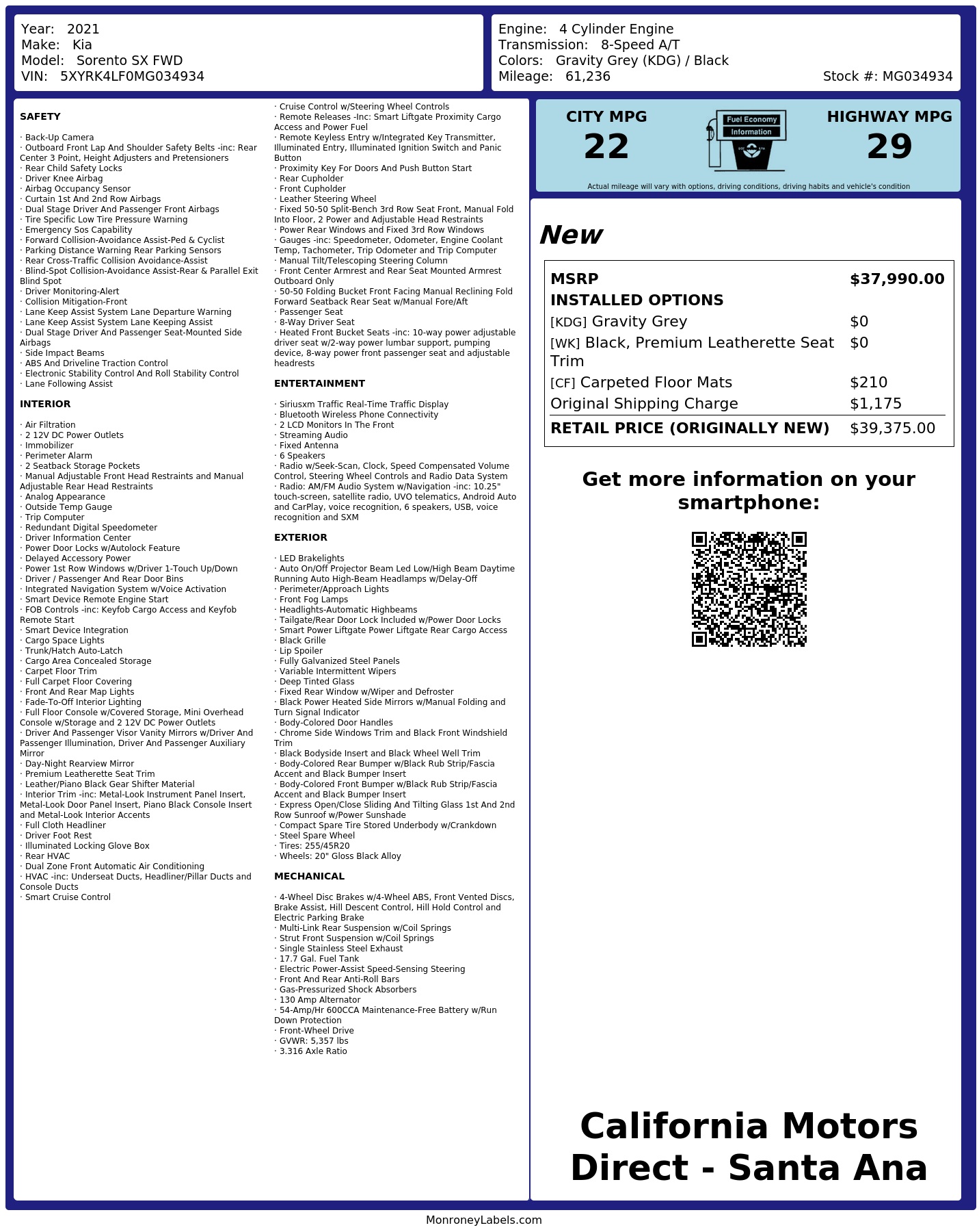 Monroney Label