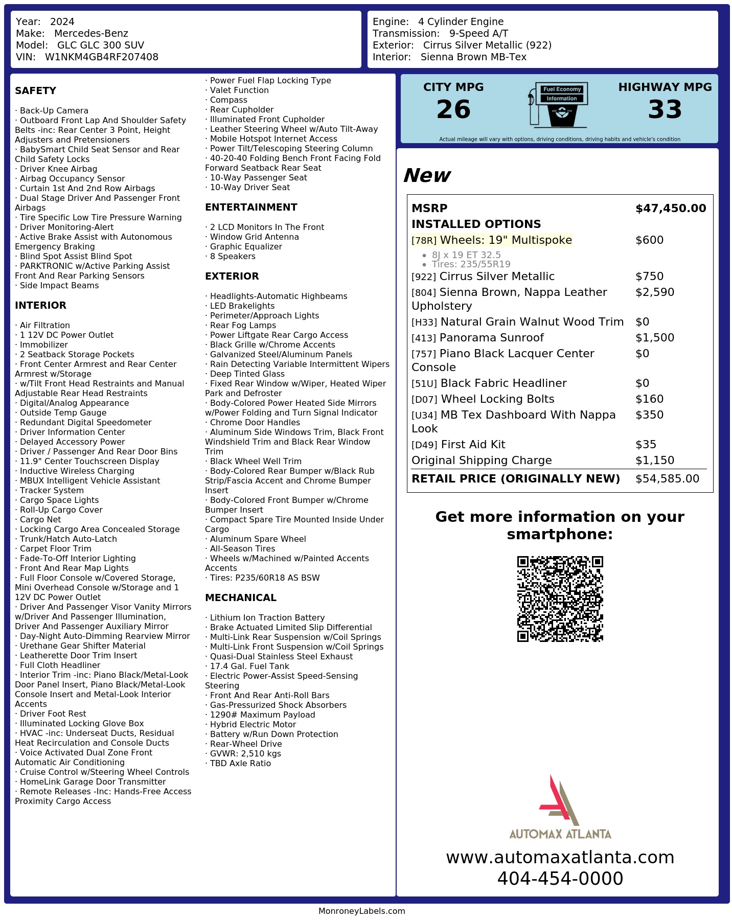 Monroney Label