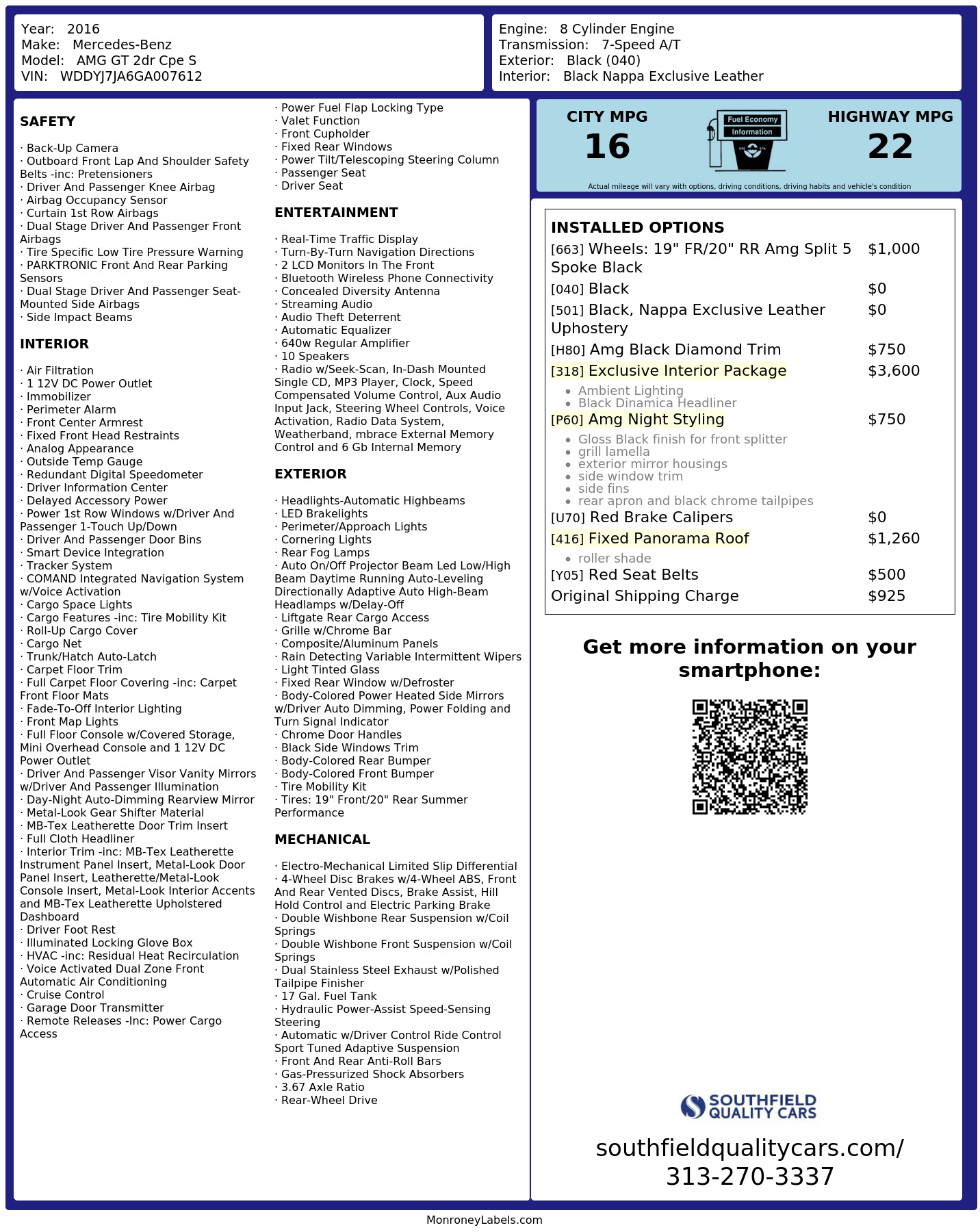 Monroney Label