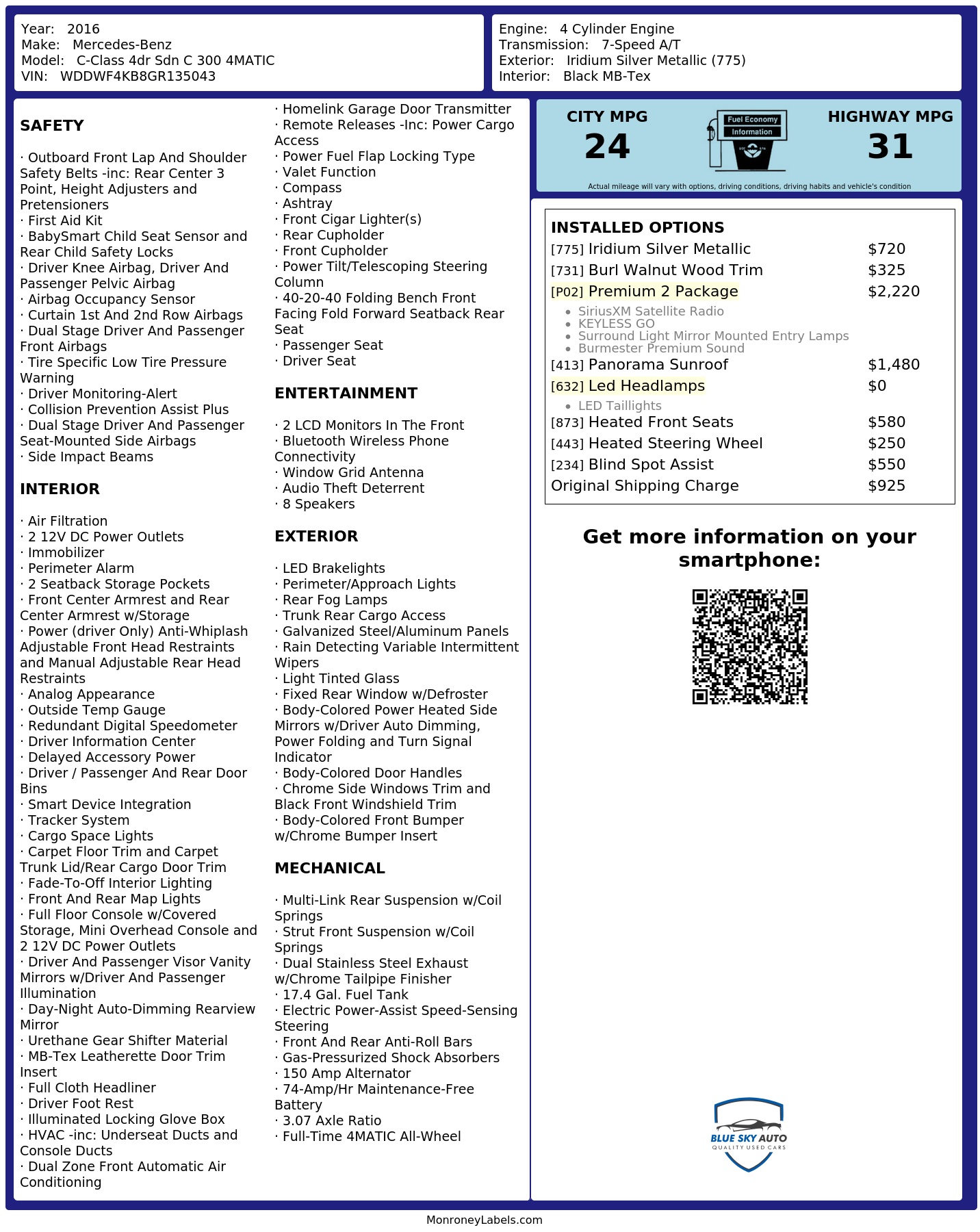 Monroney Label