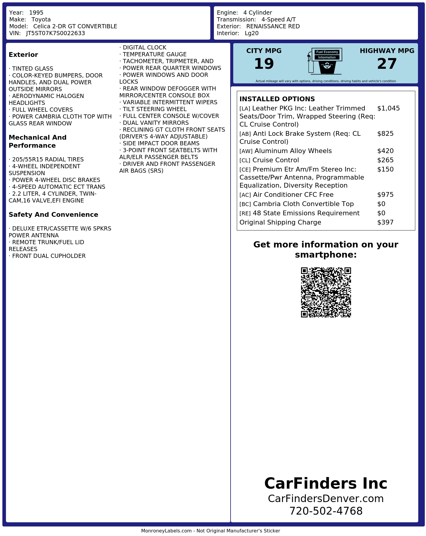 Monroney Label