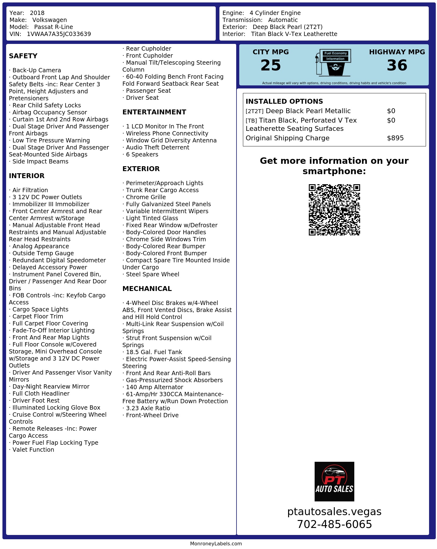 Monroney Label