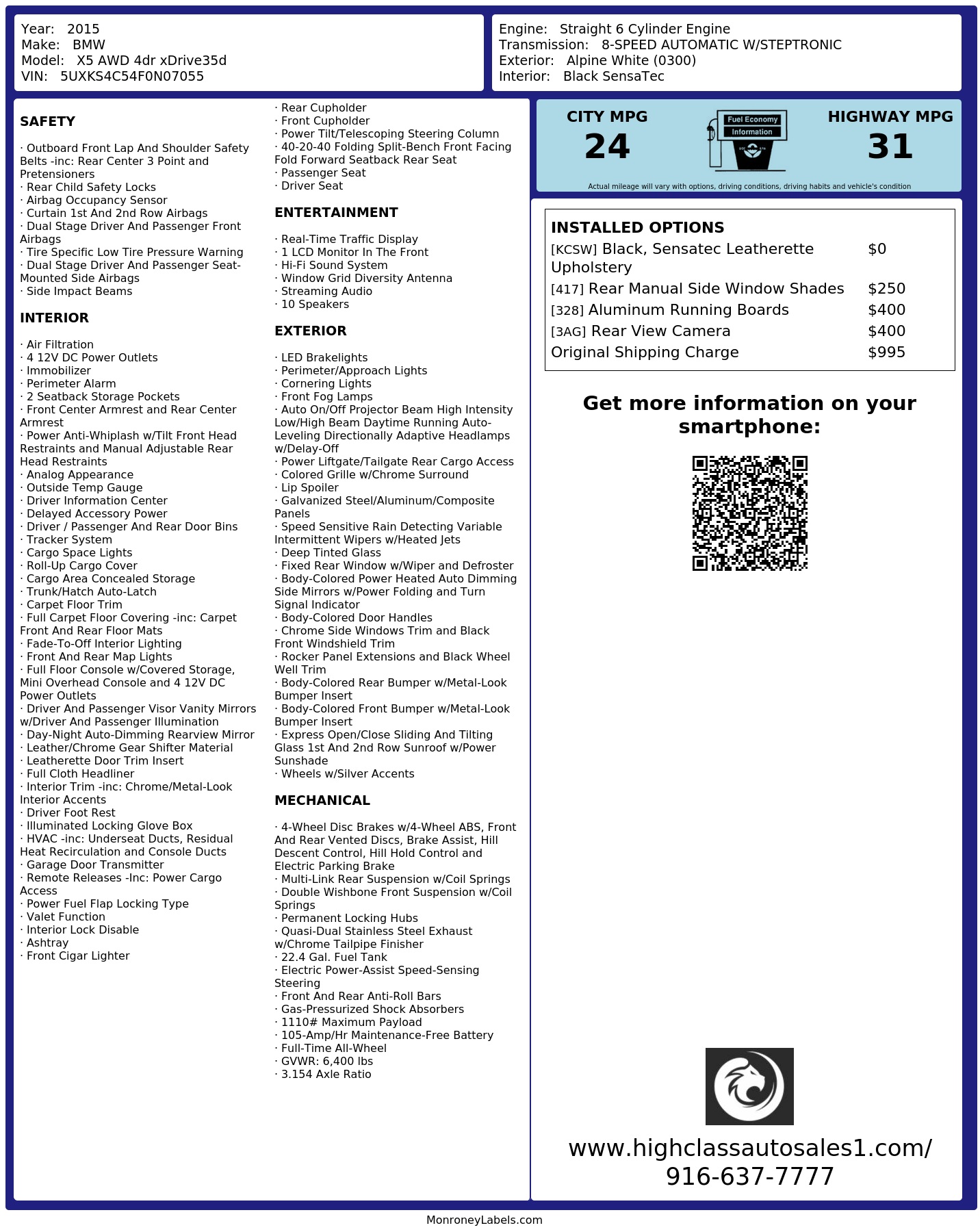 Monroney Label