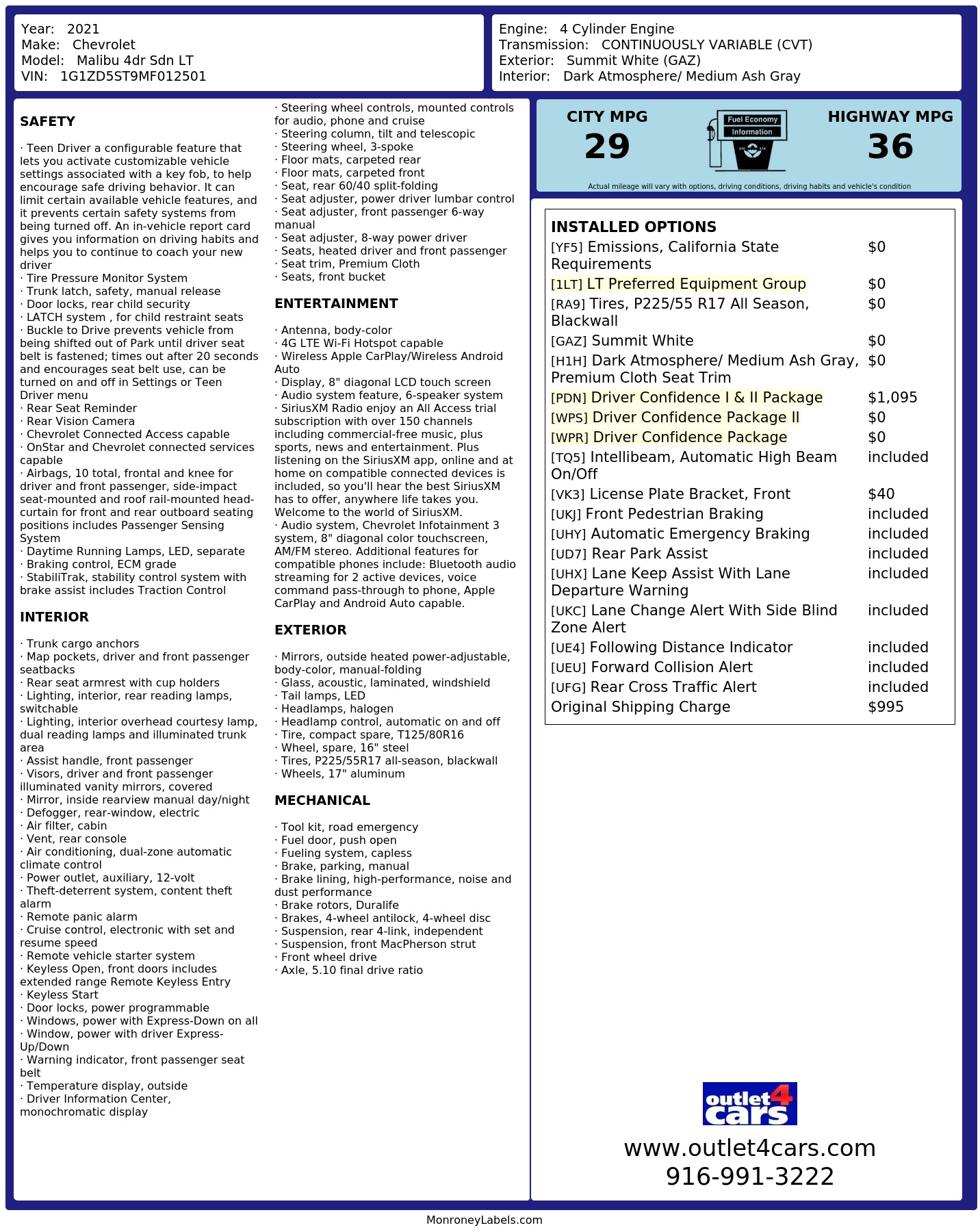 Monroney Label