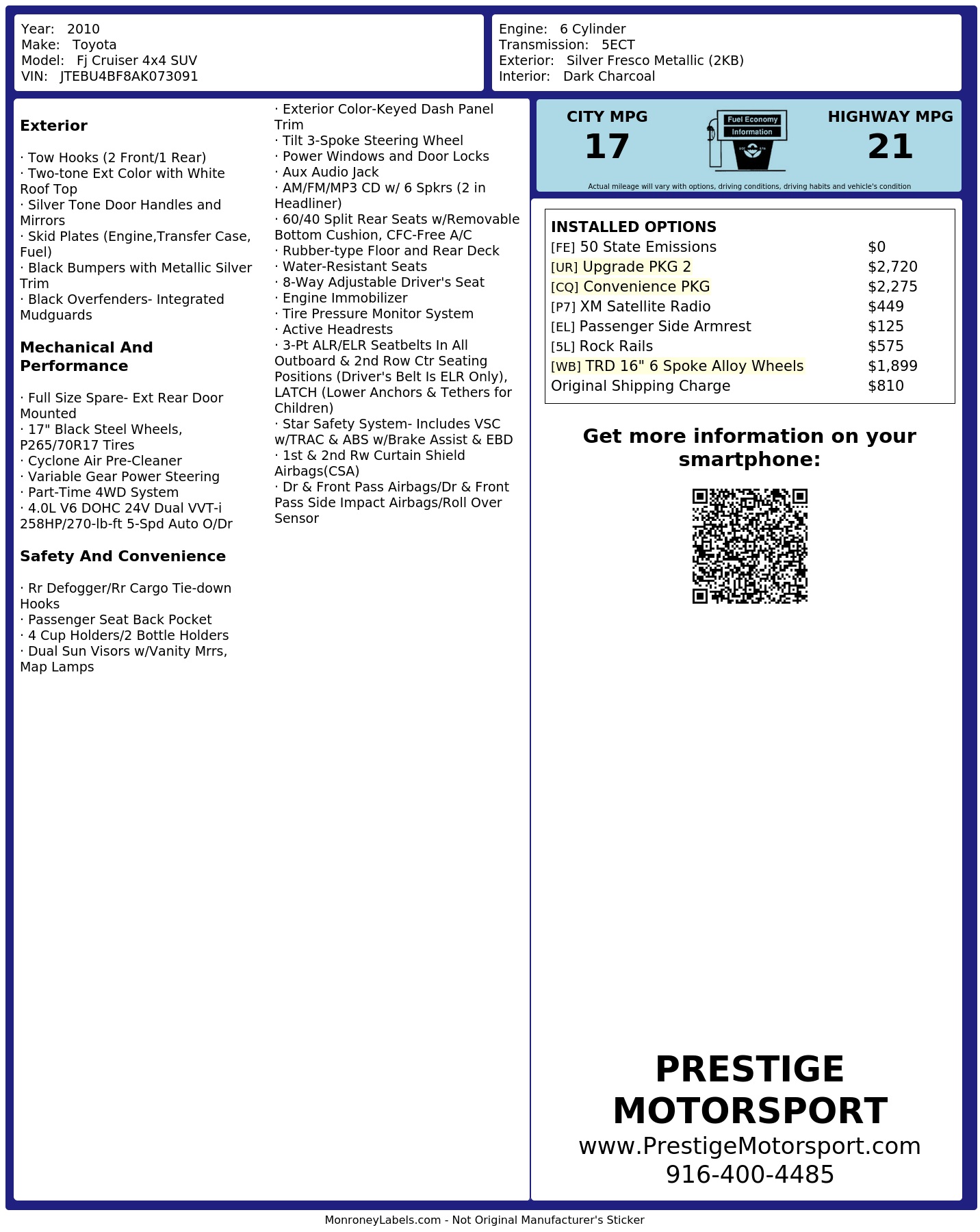 Monroney Label