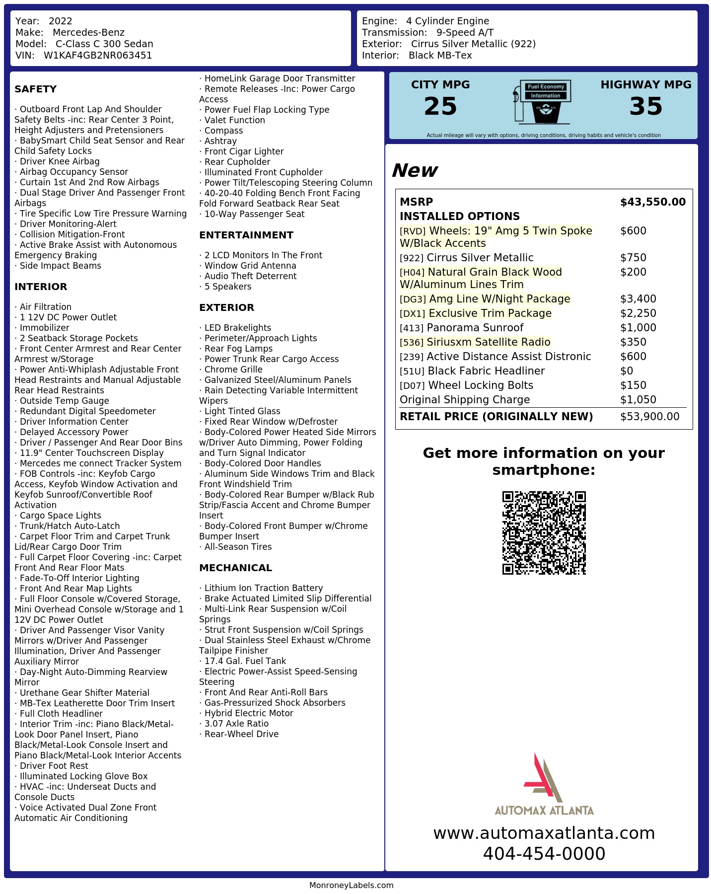 Monroney Label