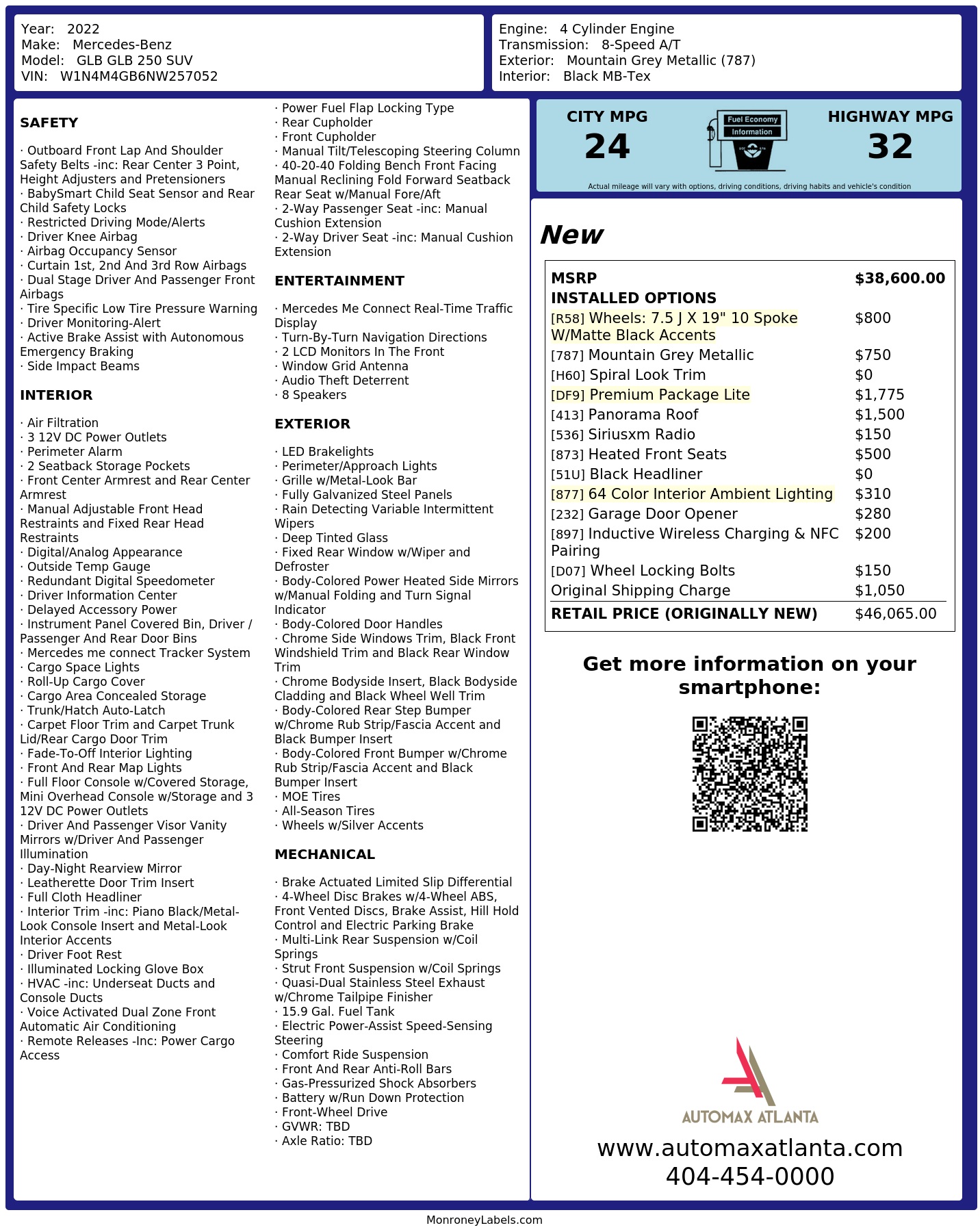 Monroney Label