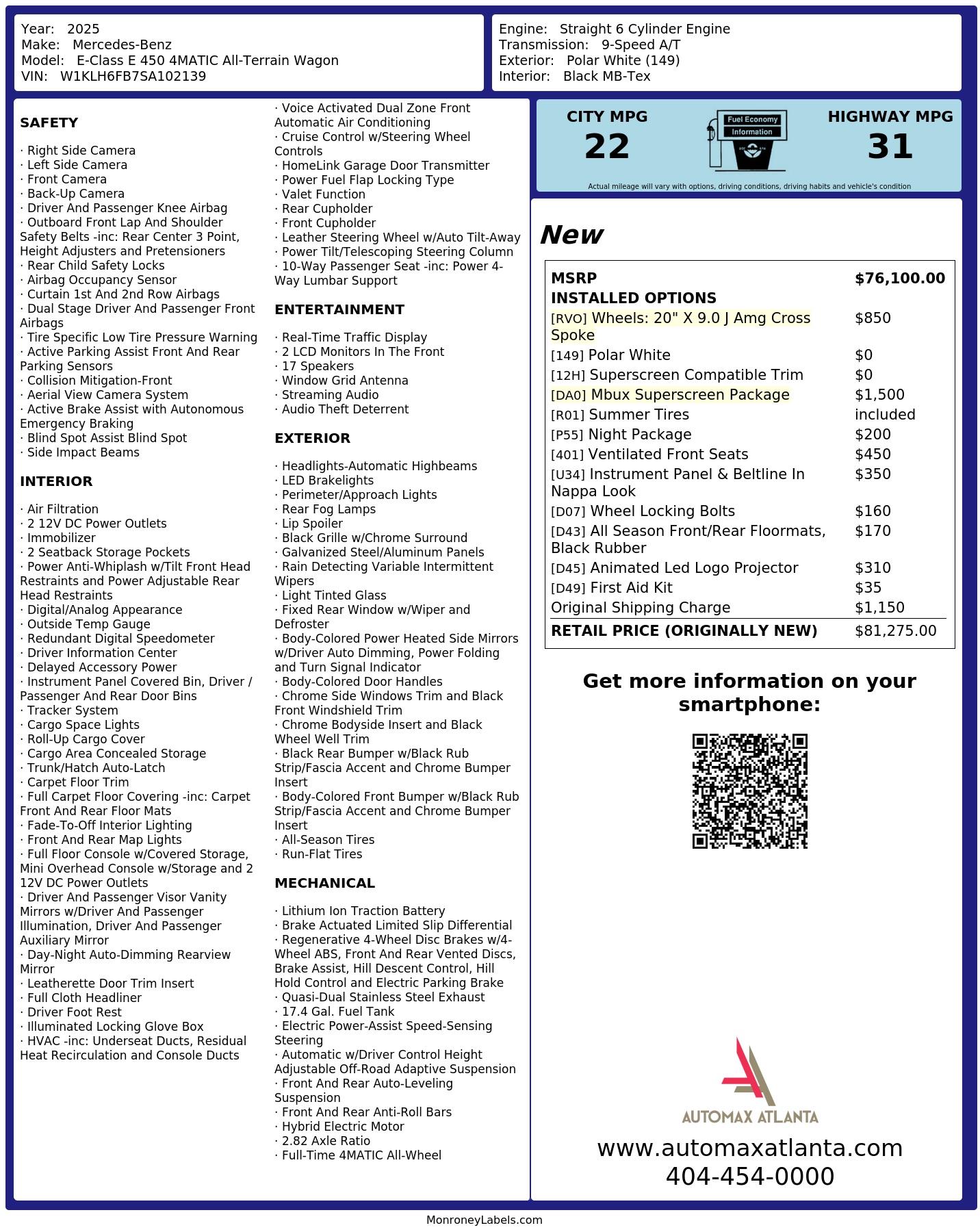 Monroney Label