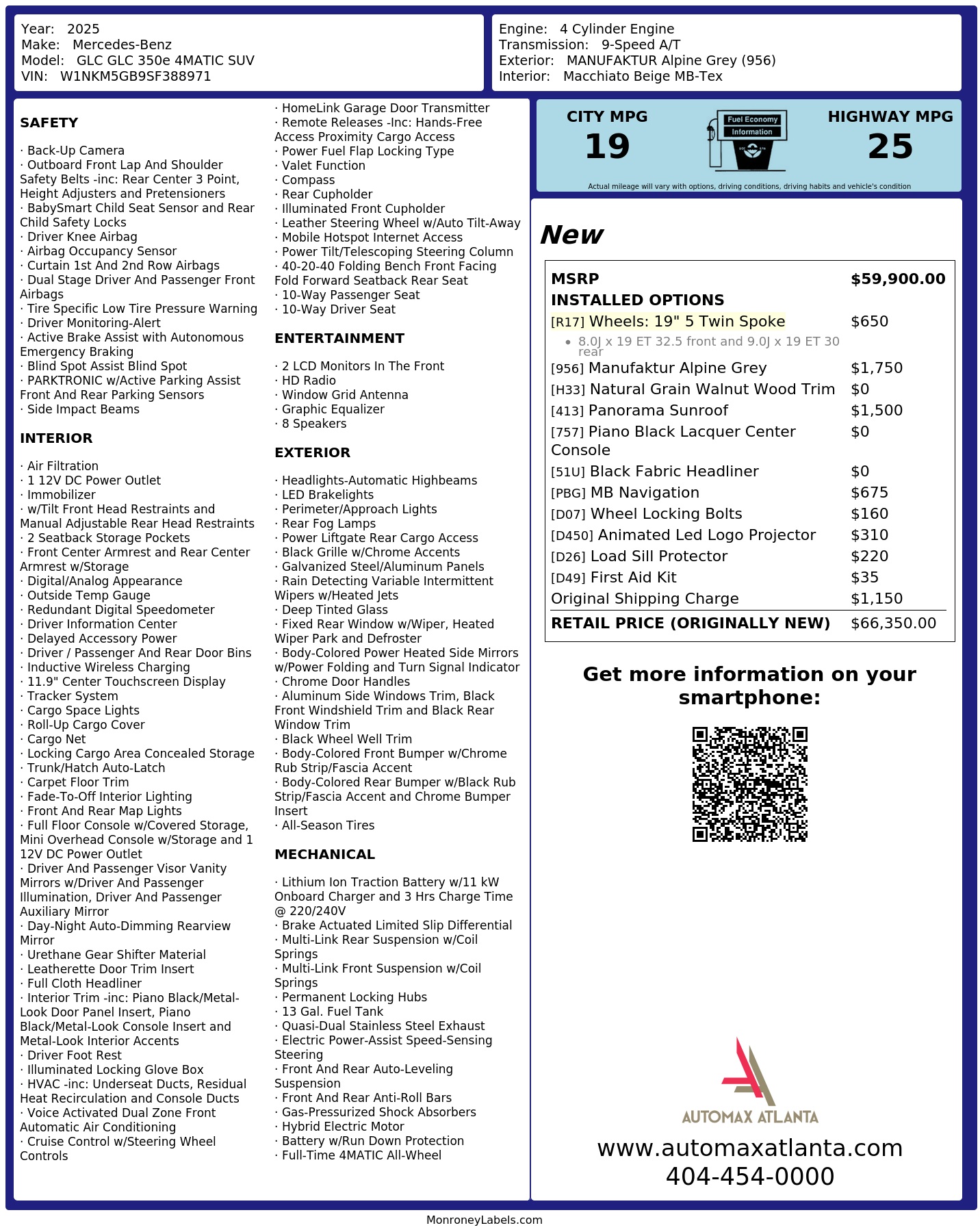 Monroney Label