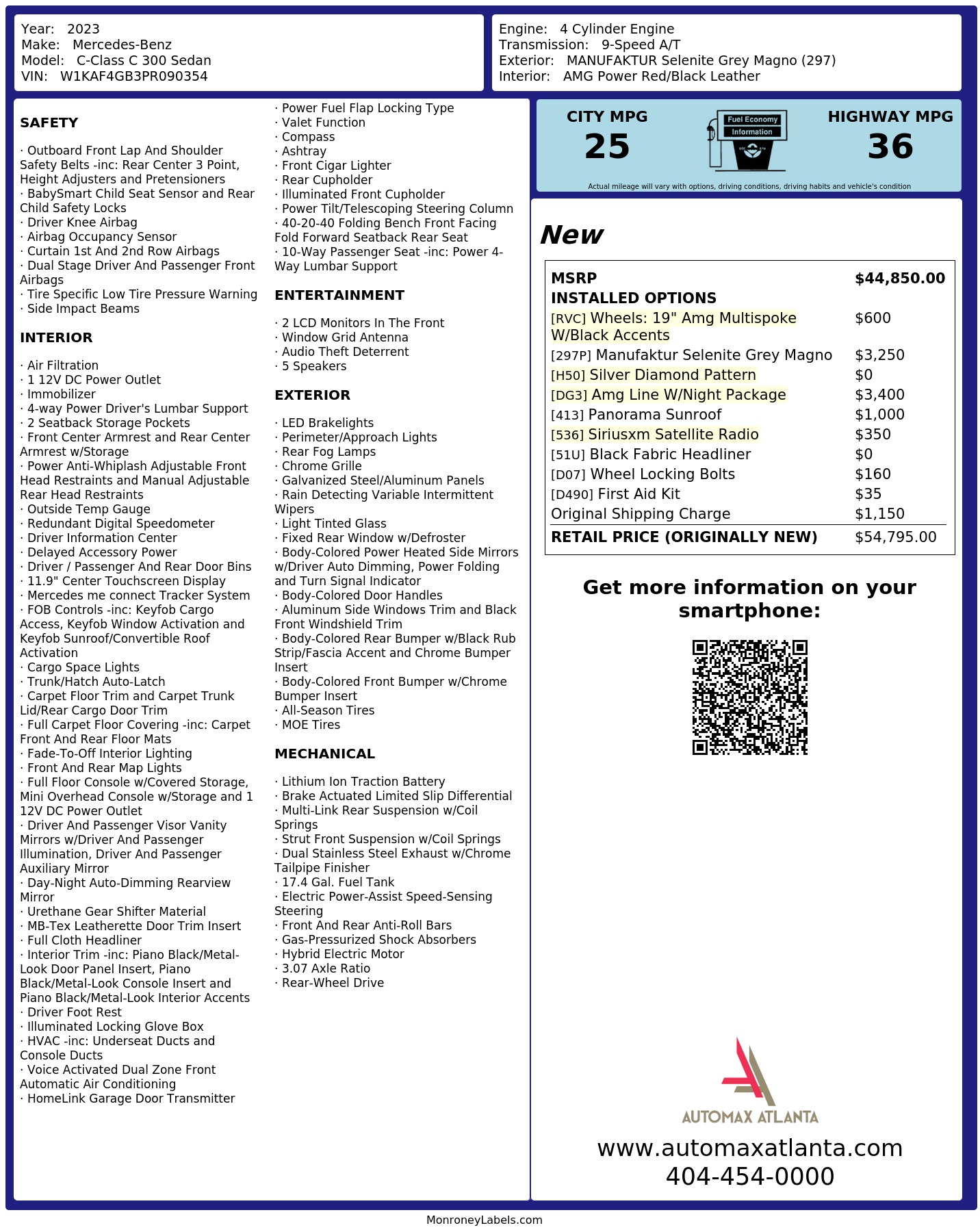 Monroney Label
