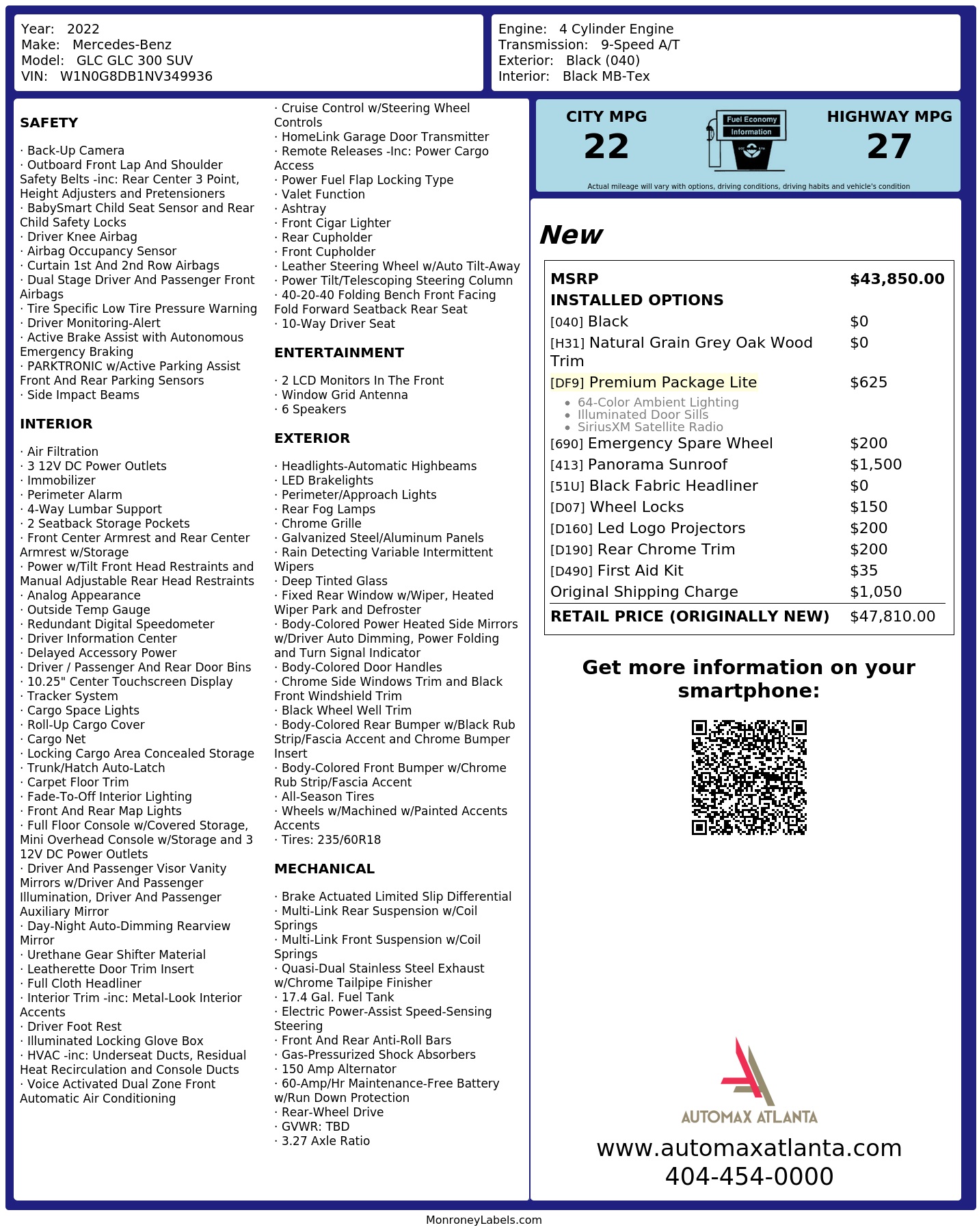 Monroney Label