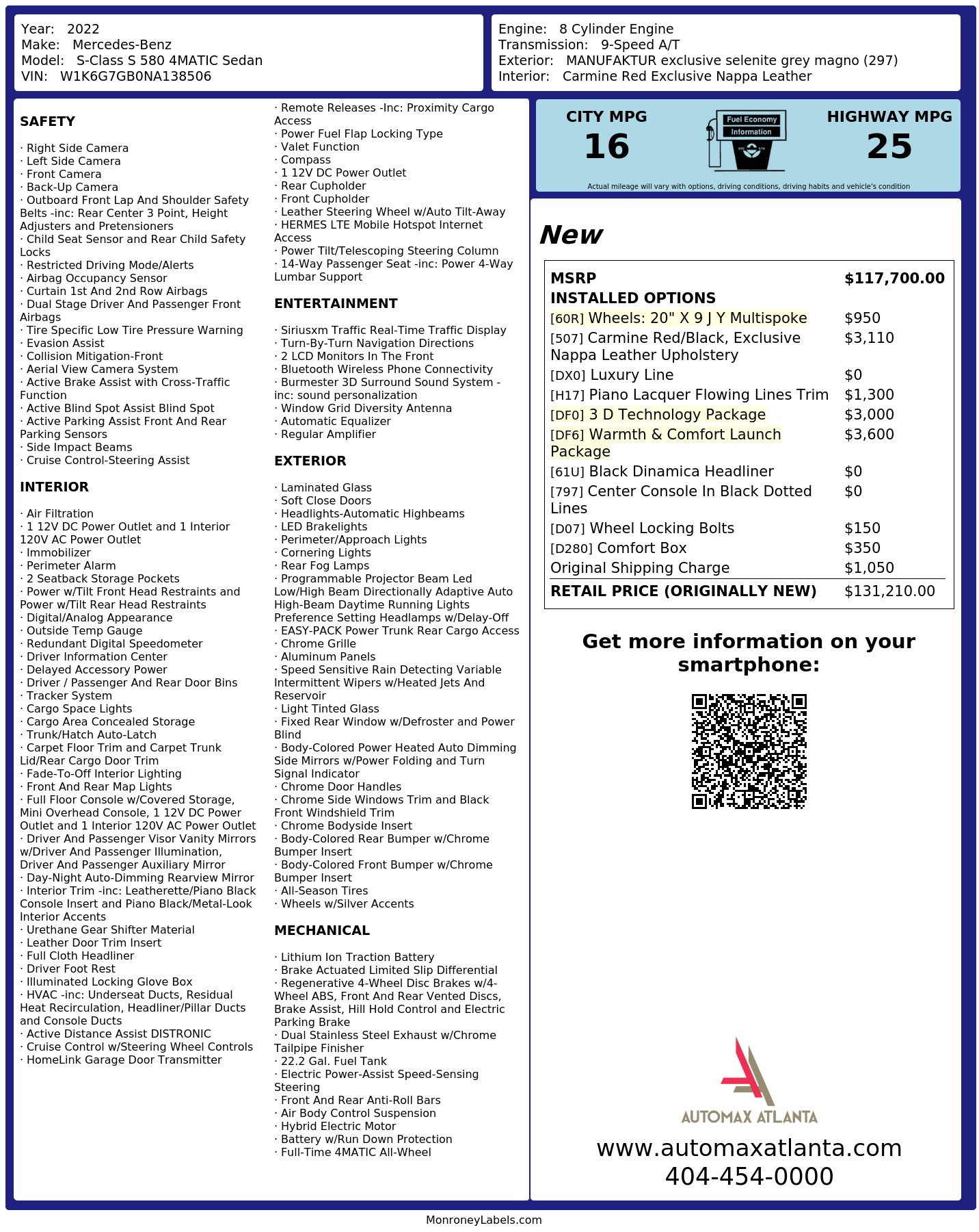 Monroney Label
