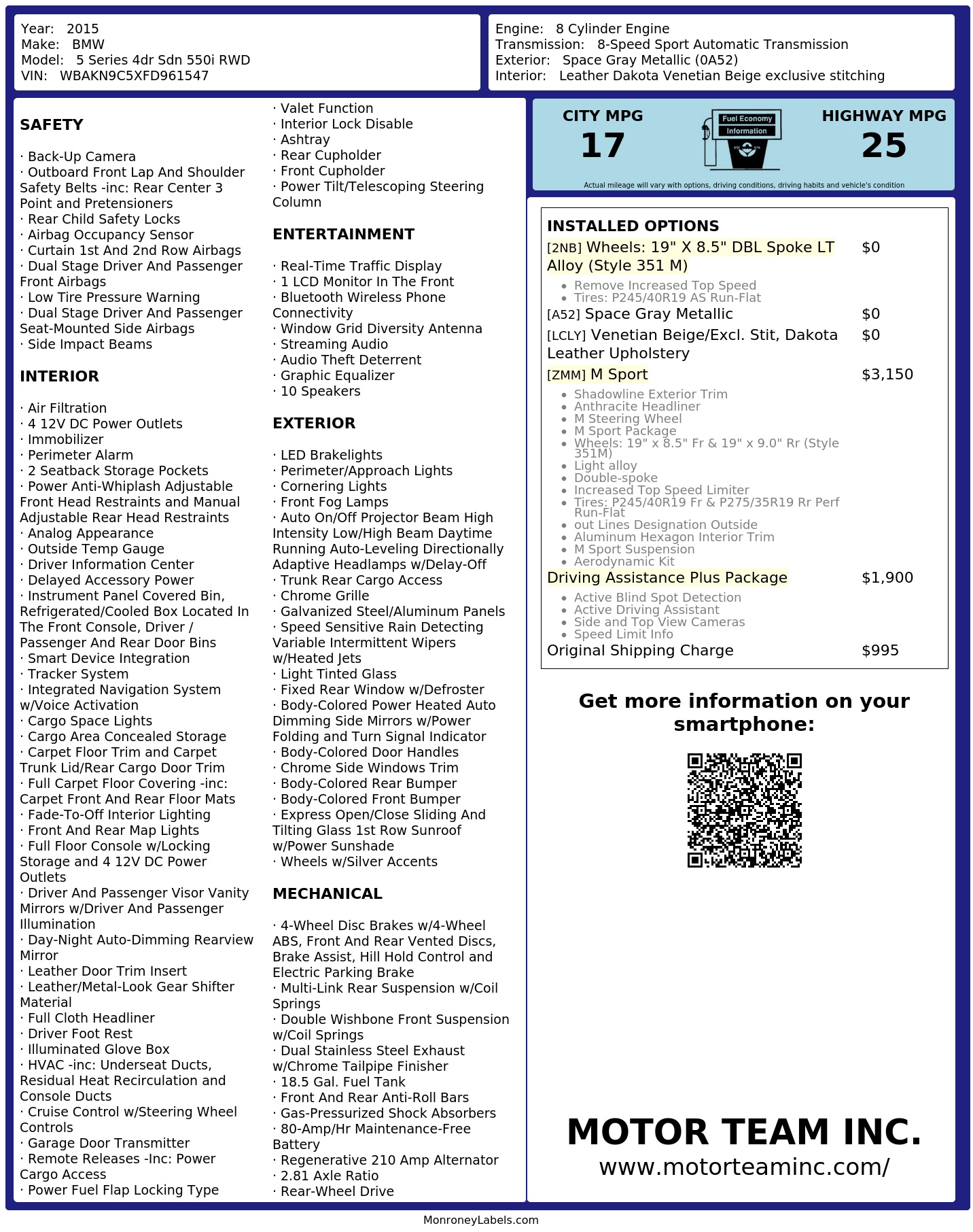 Monroney Label