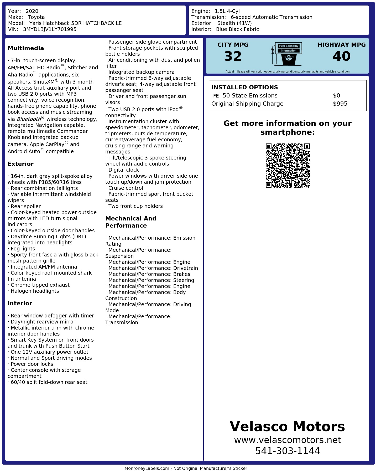 Monroney Label
