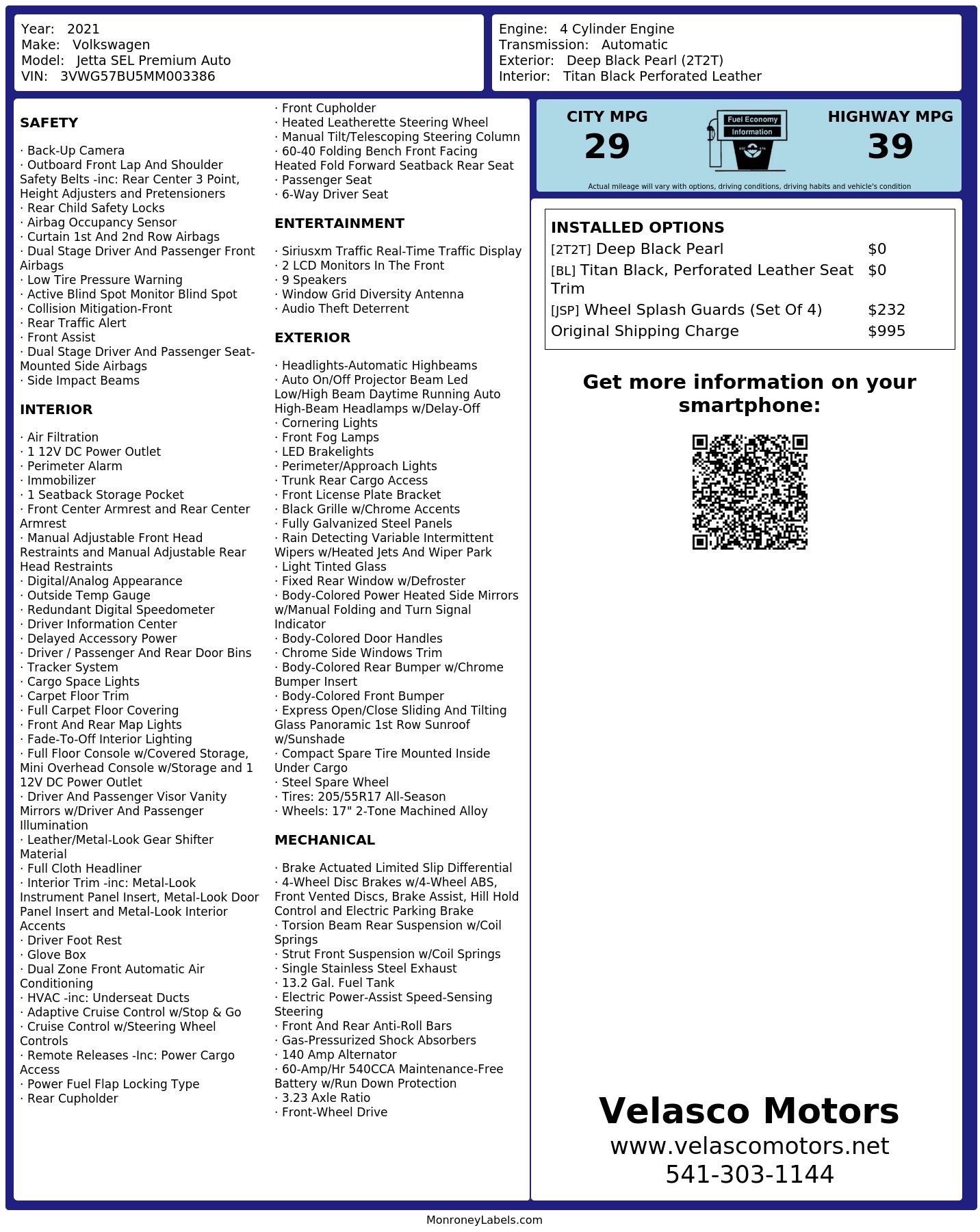 Monroney Label