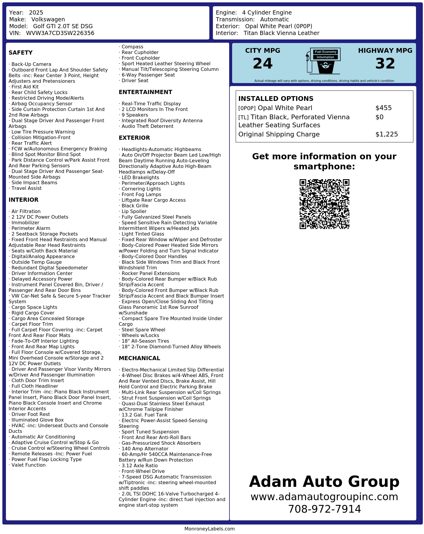 Monroney Label