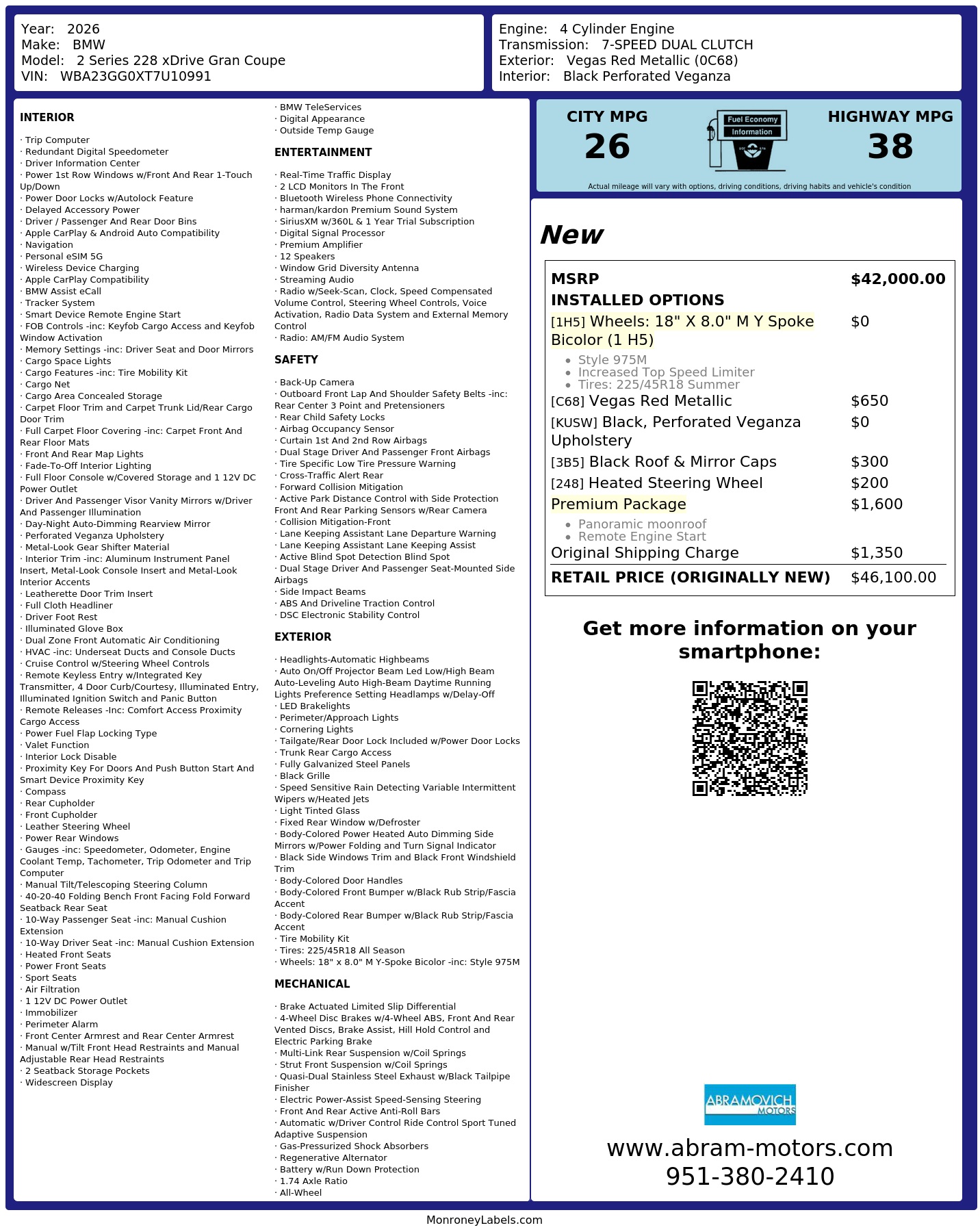 Monroney Label