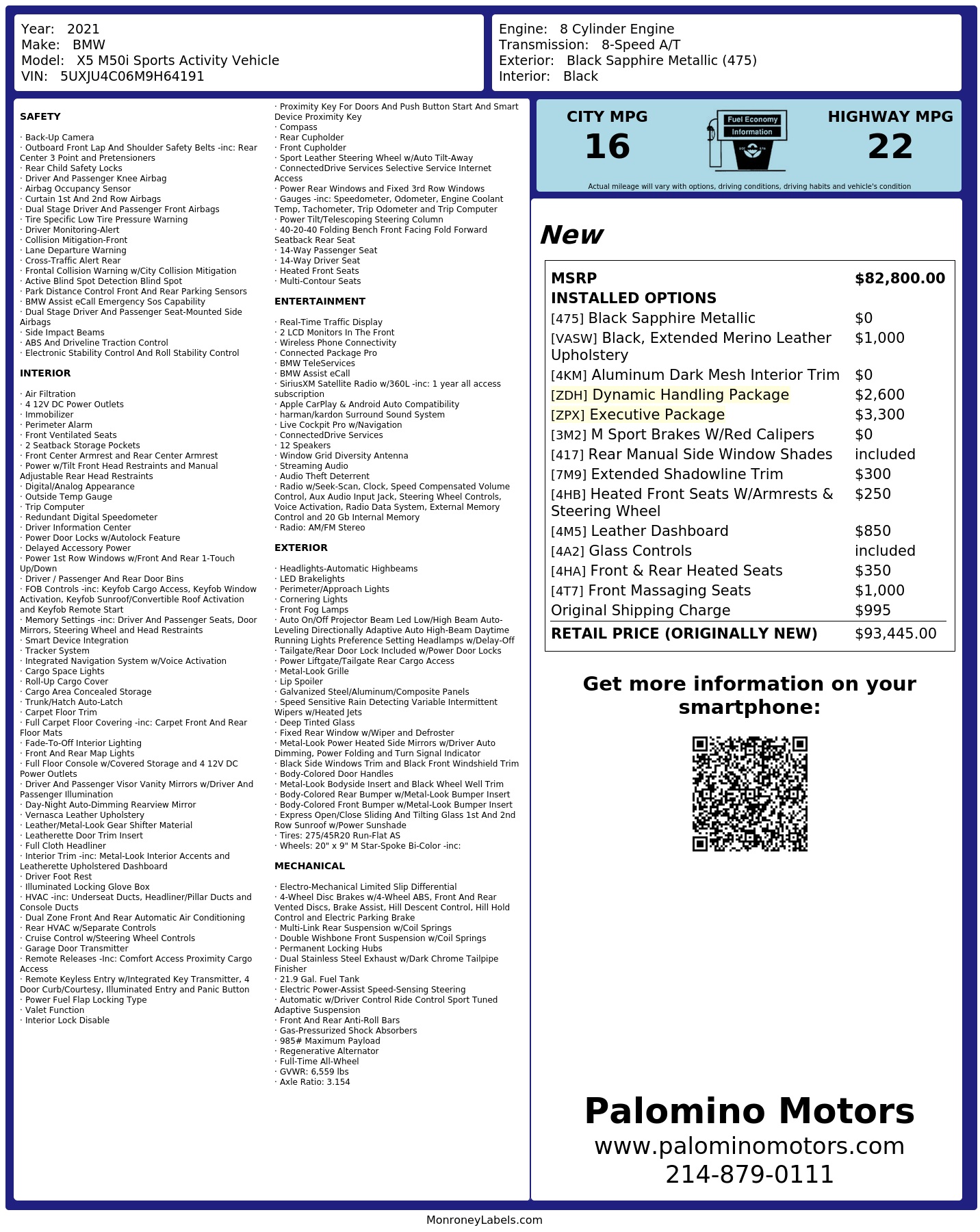 Monroney Label