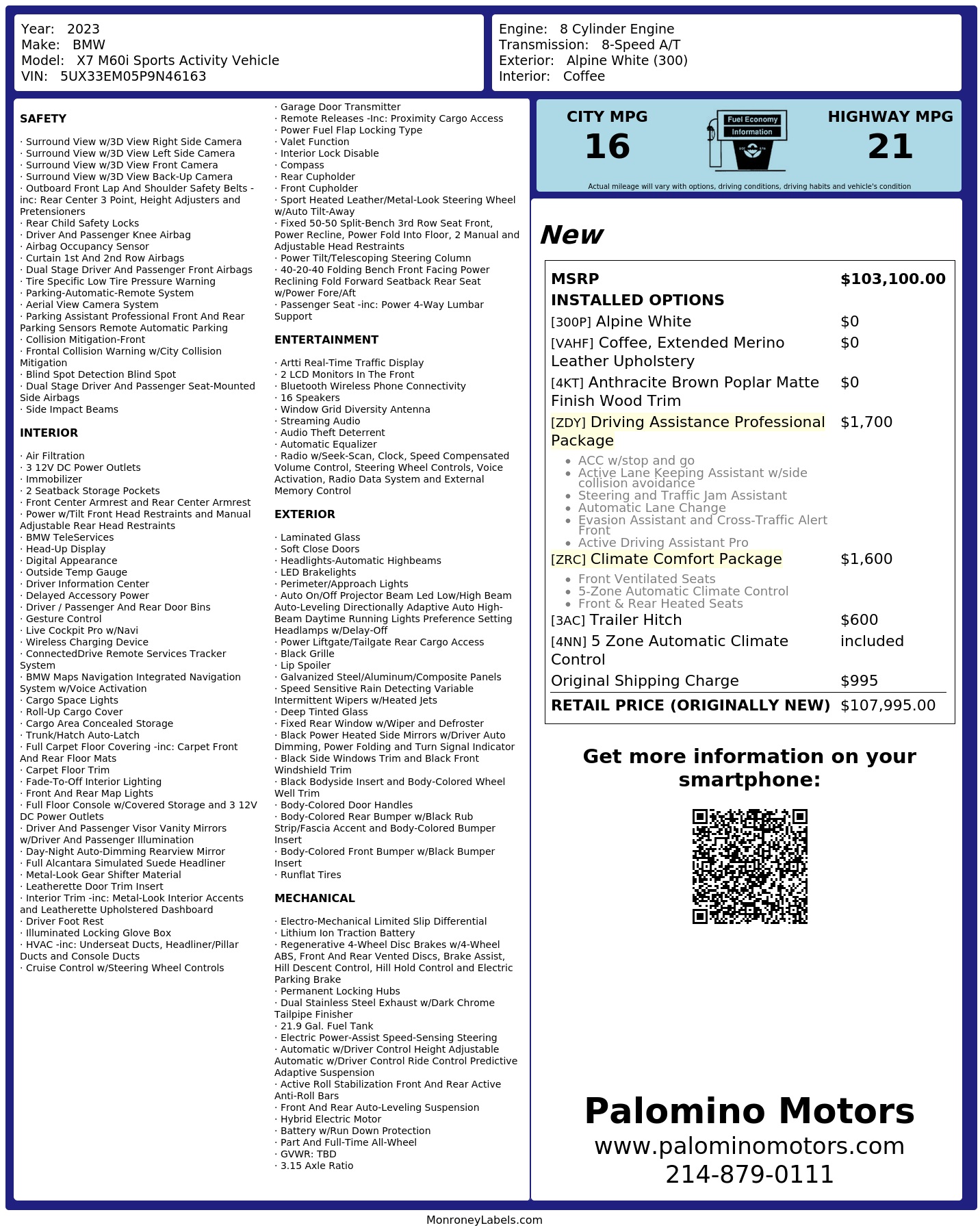 Monroney Label