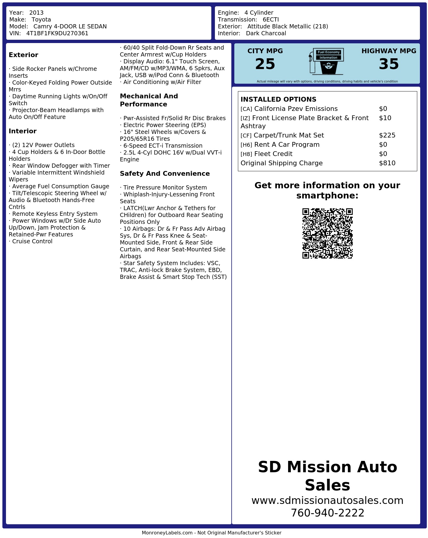 Monroney Label