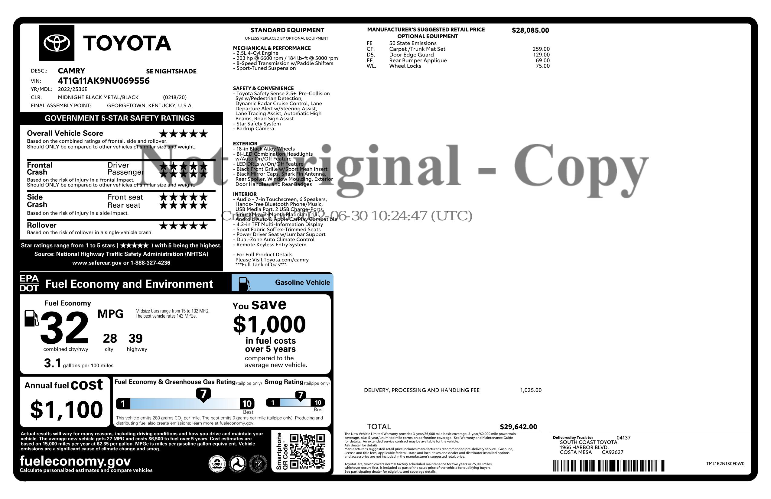 Monroney Label