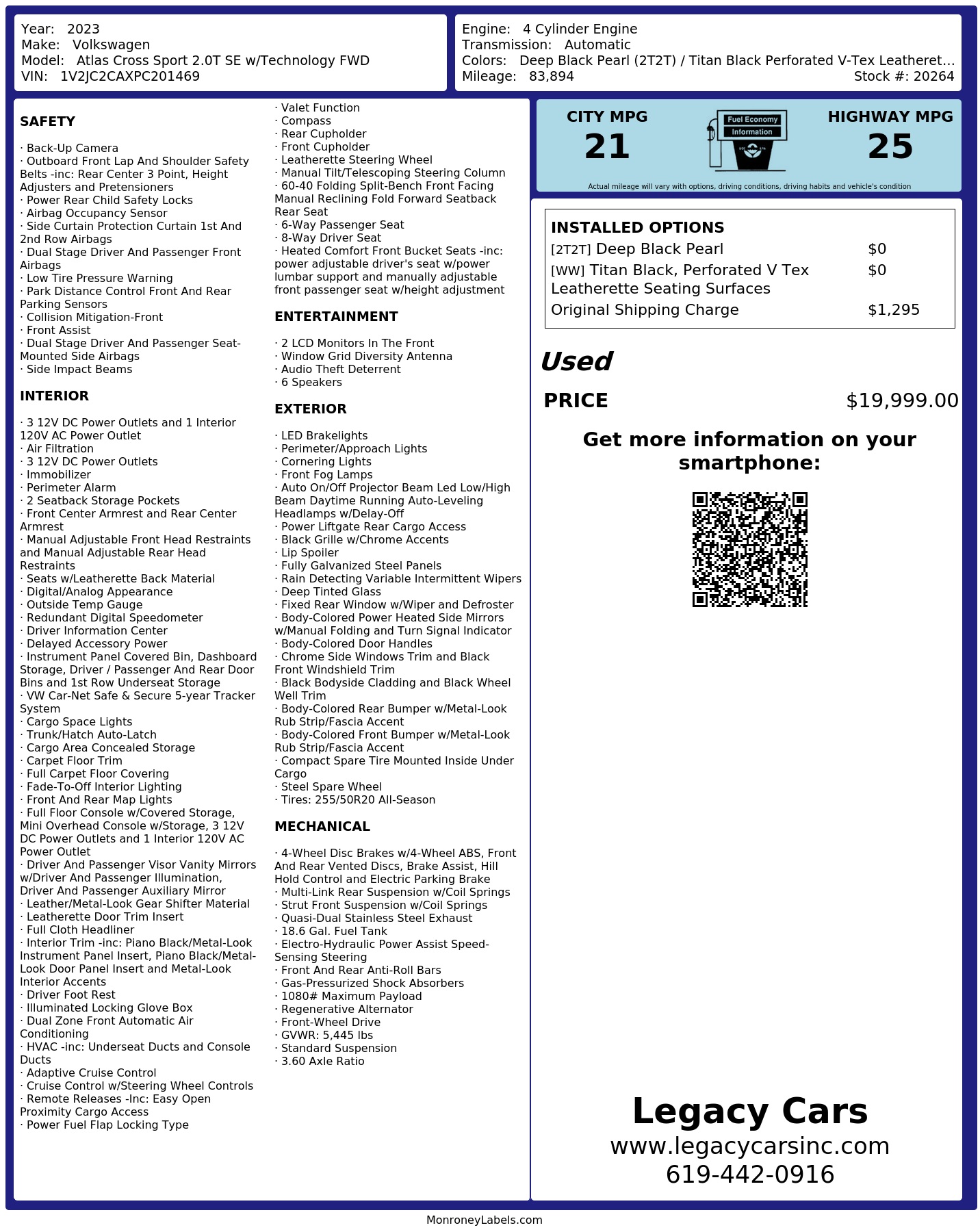 Monroney Label