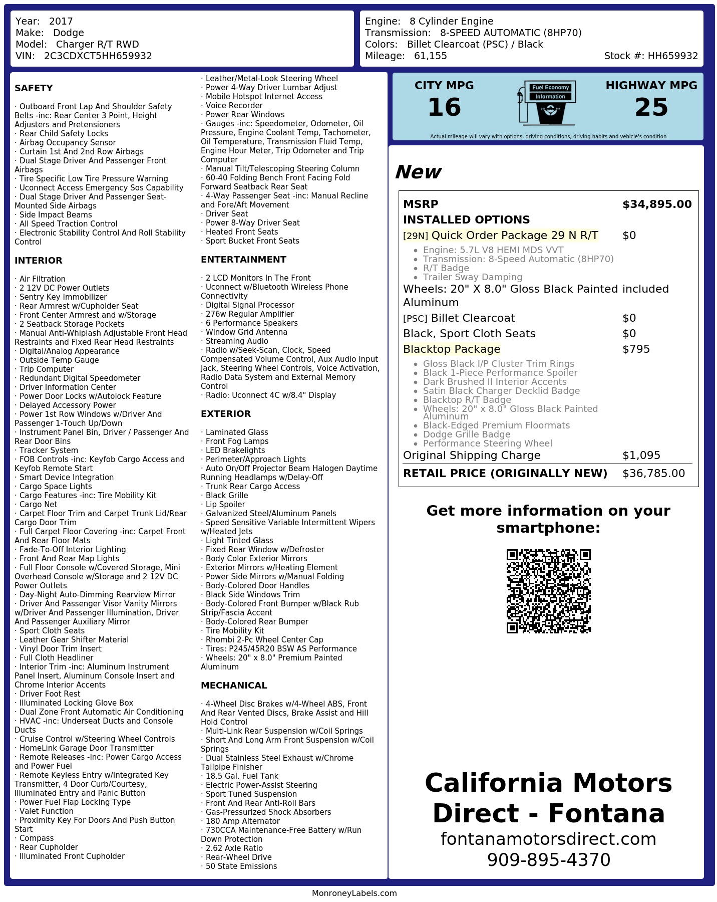 Monroney Label