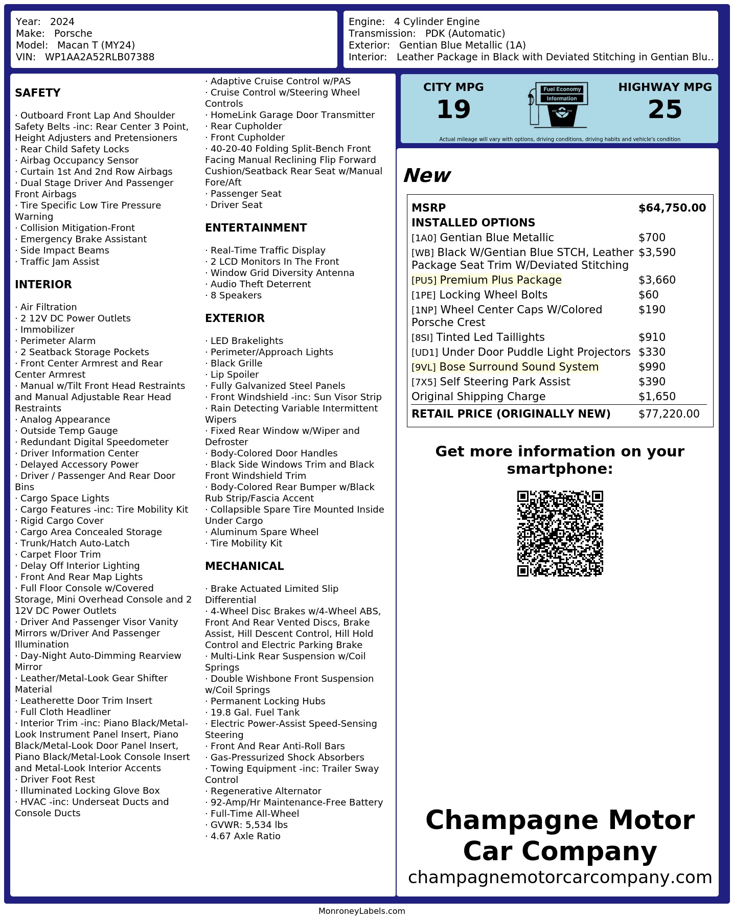 Monroney Label