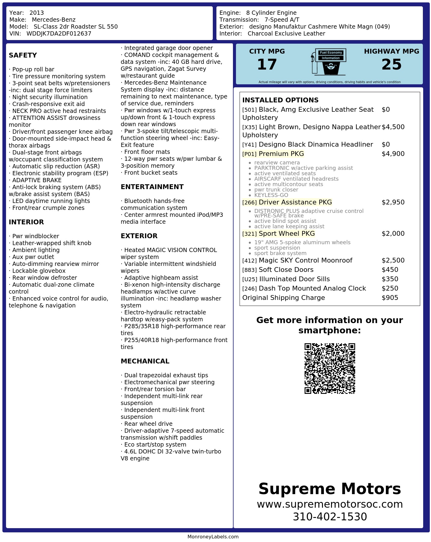 Monroney Label