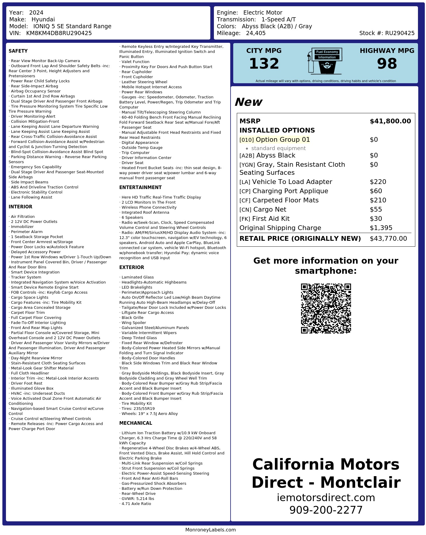 Monroney Label