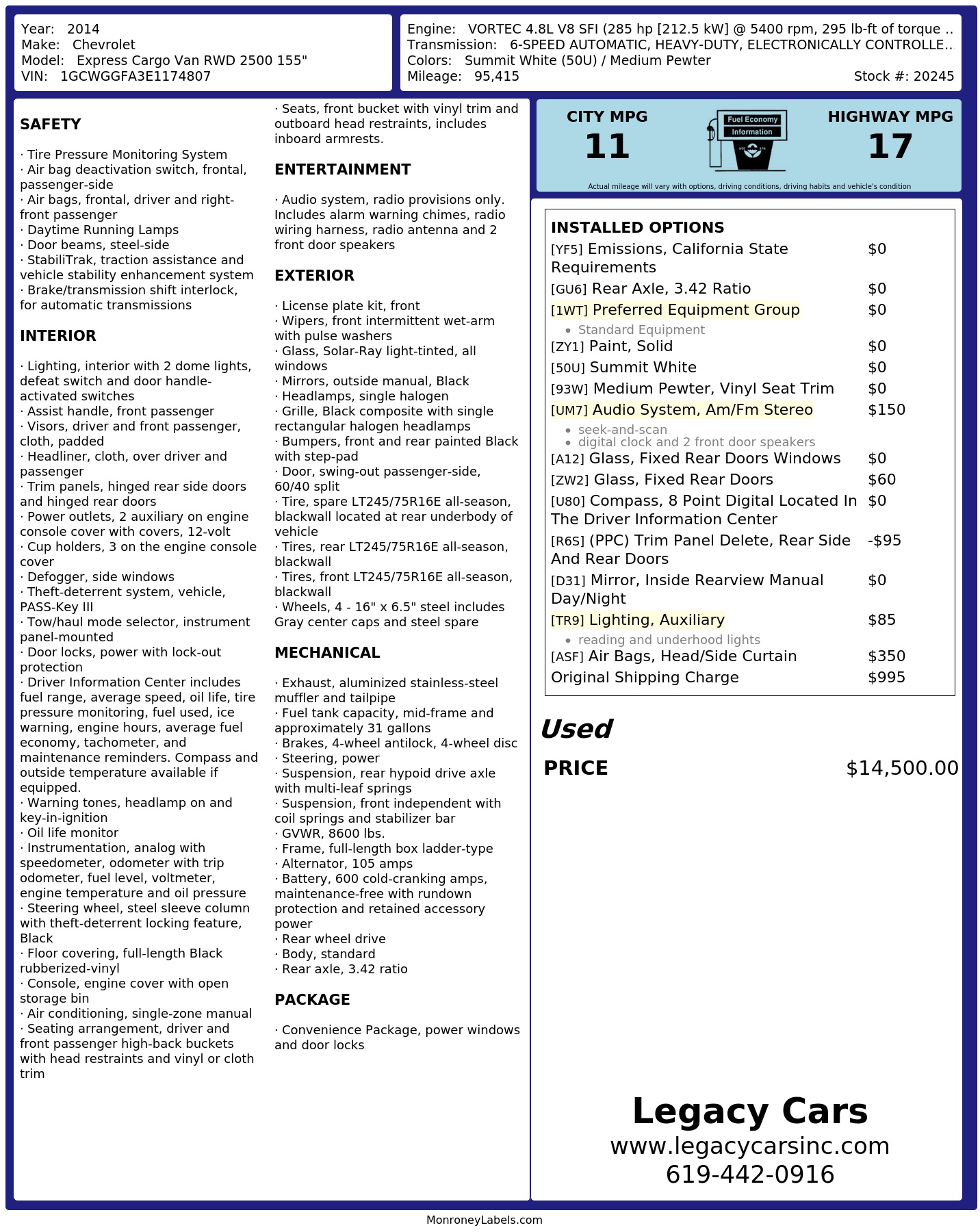 Monroney Label