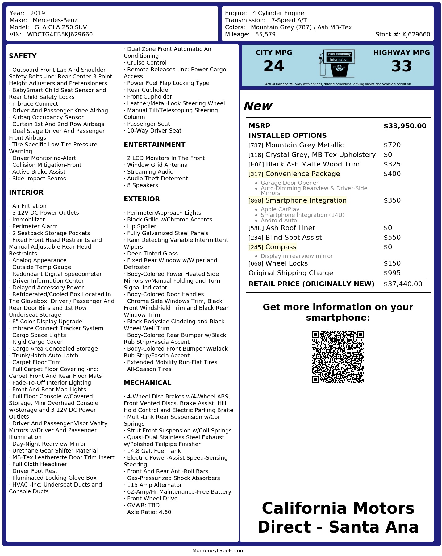 Monroney Label