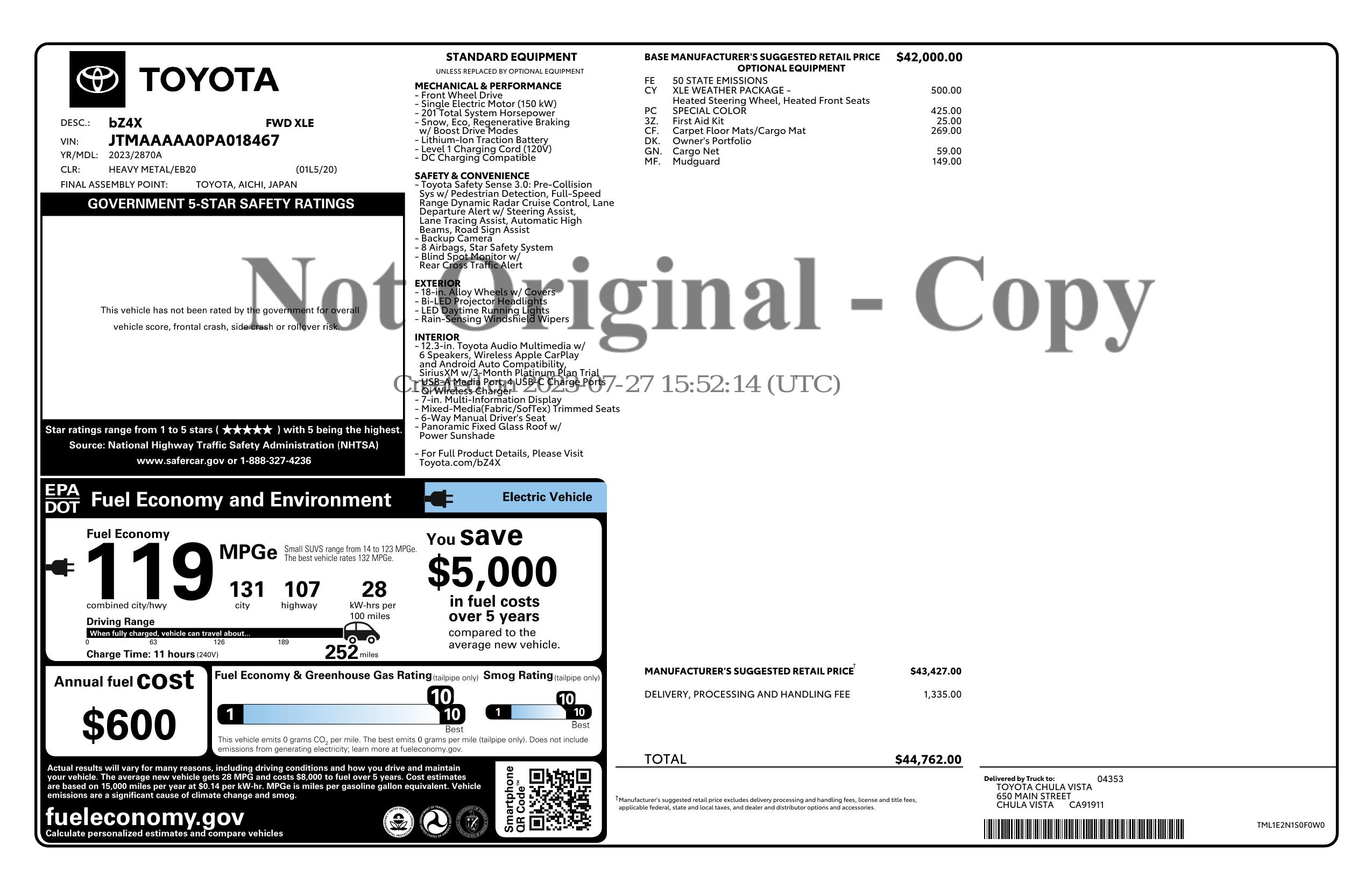 Monroney Label