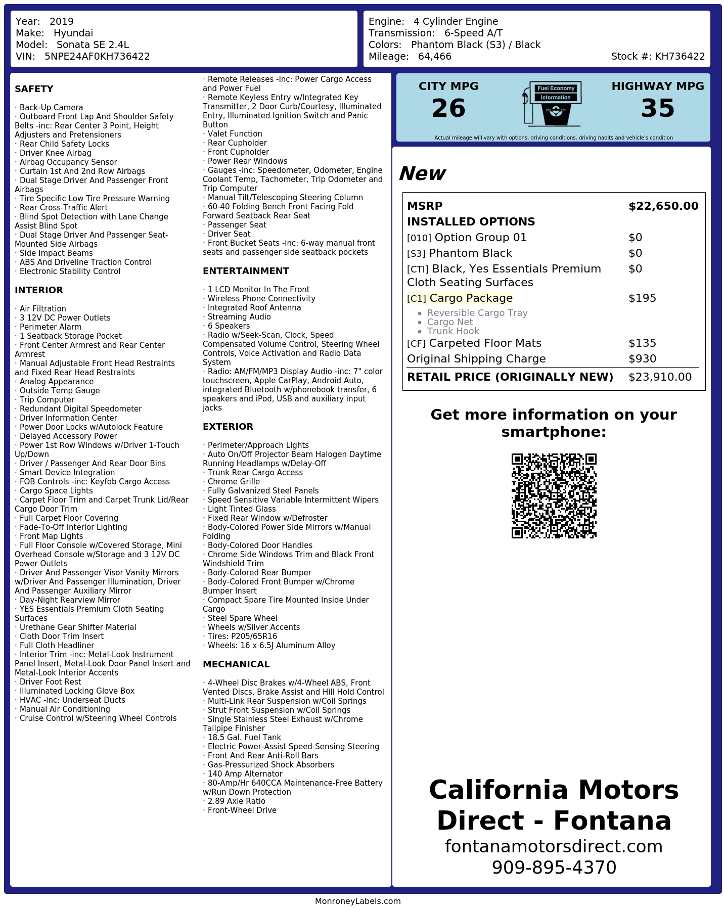 Monroney Label