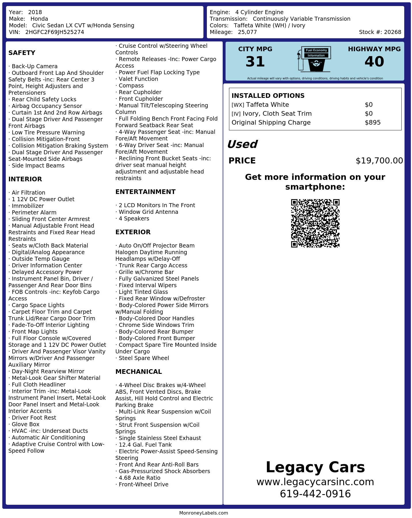 Monroney Label