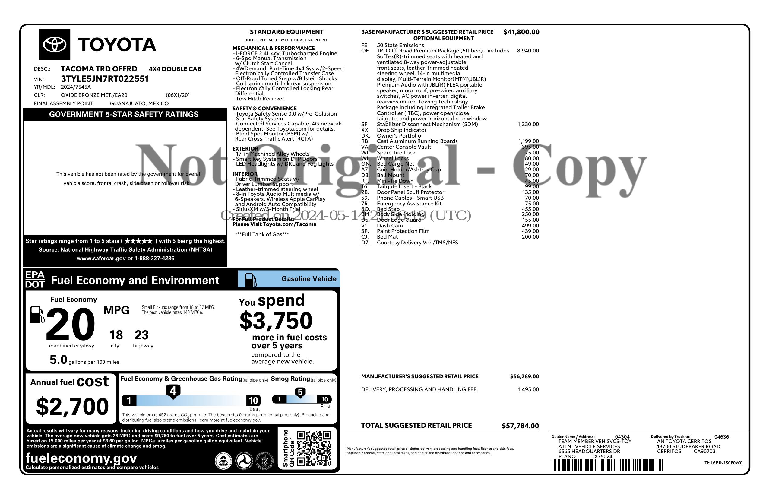 Monroney Label