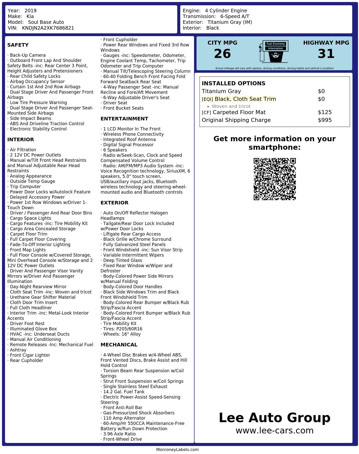 Monroney Label