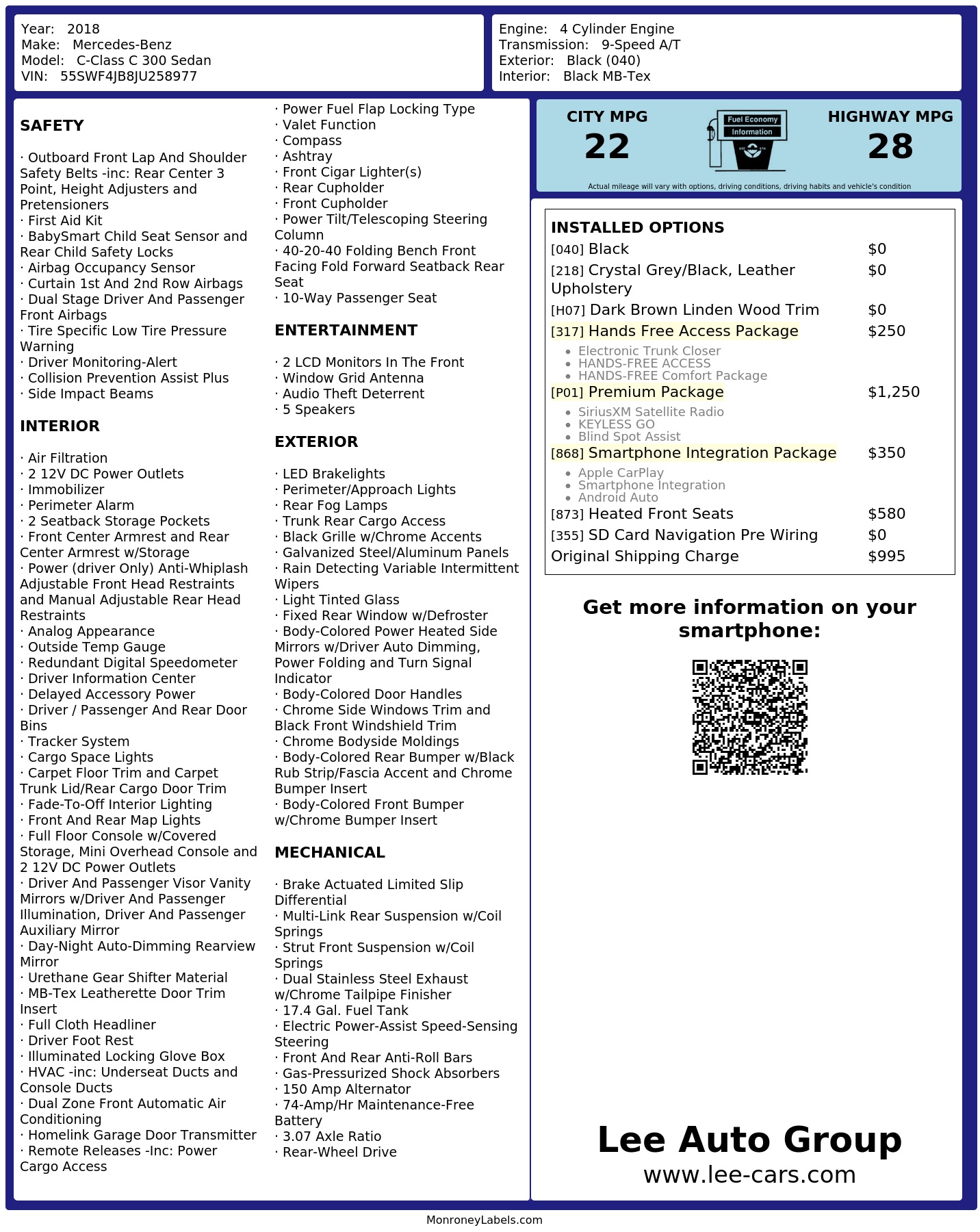 Monroney Label