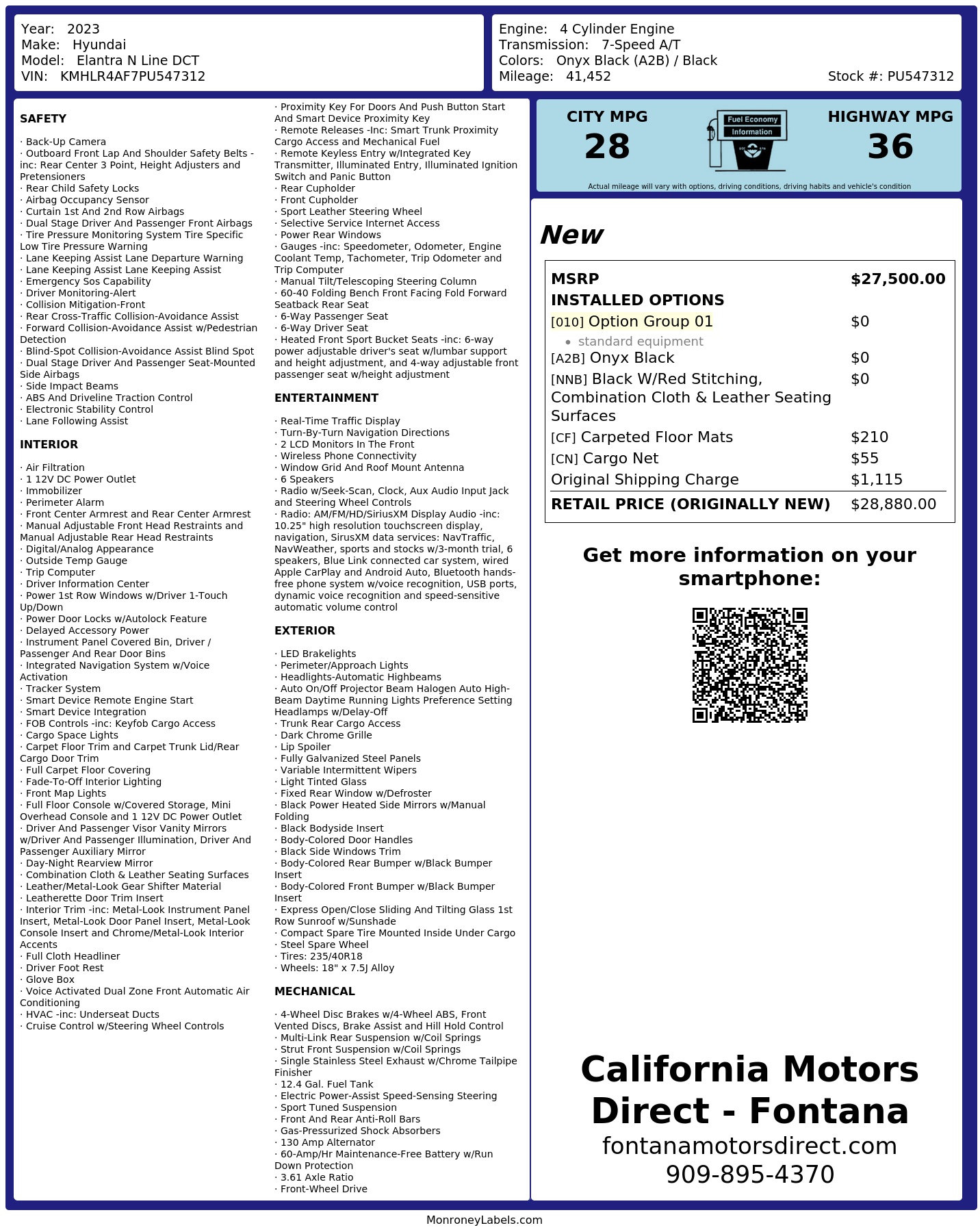 Monroney Label