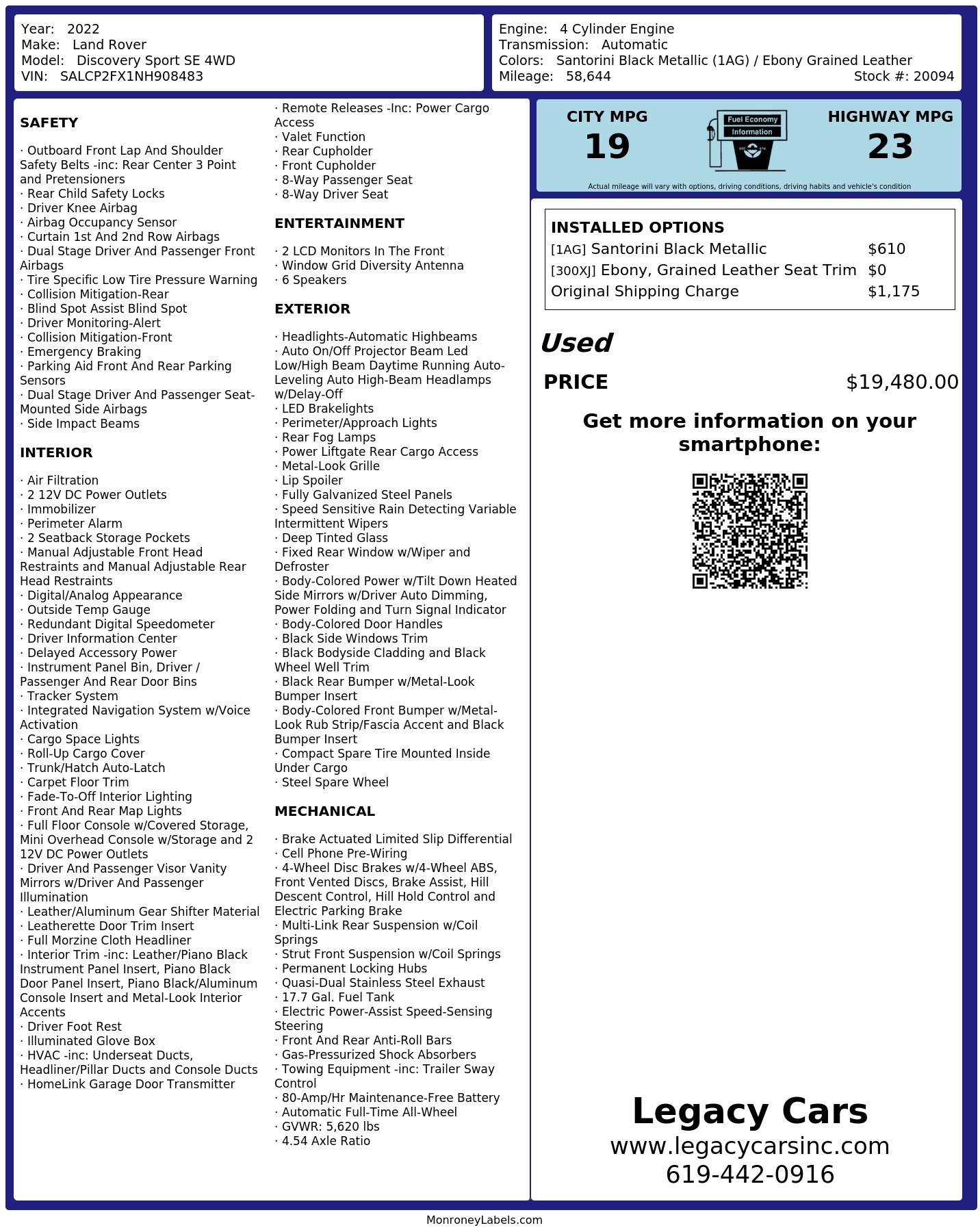 Monroney Label