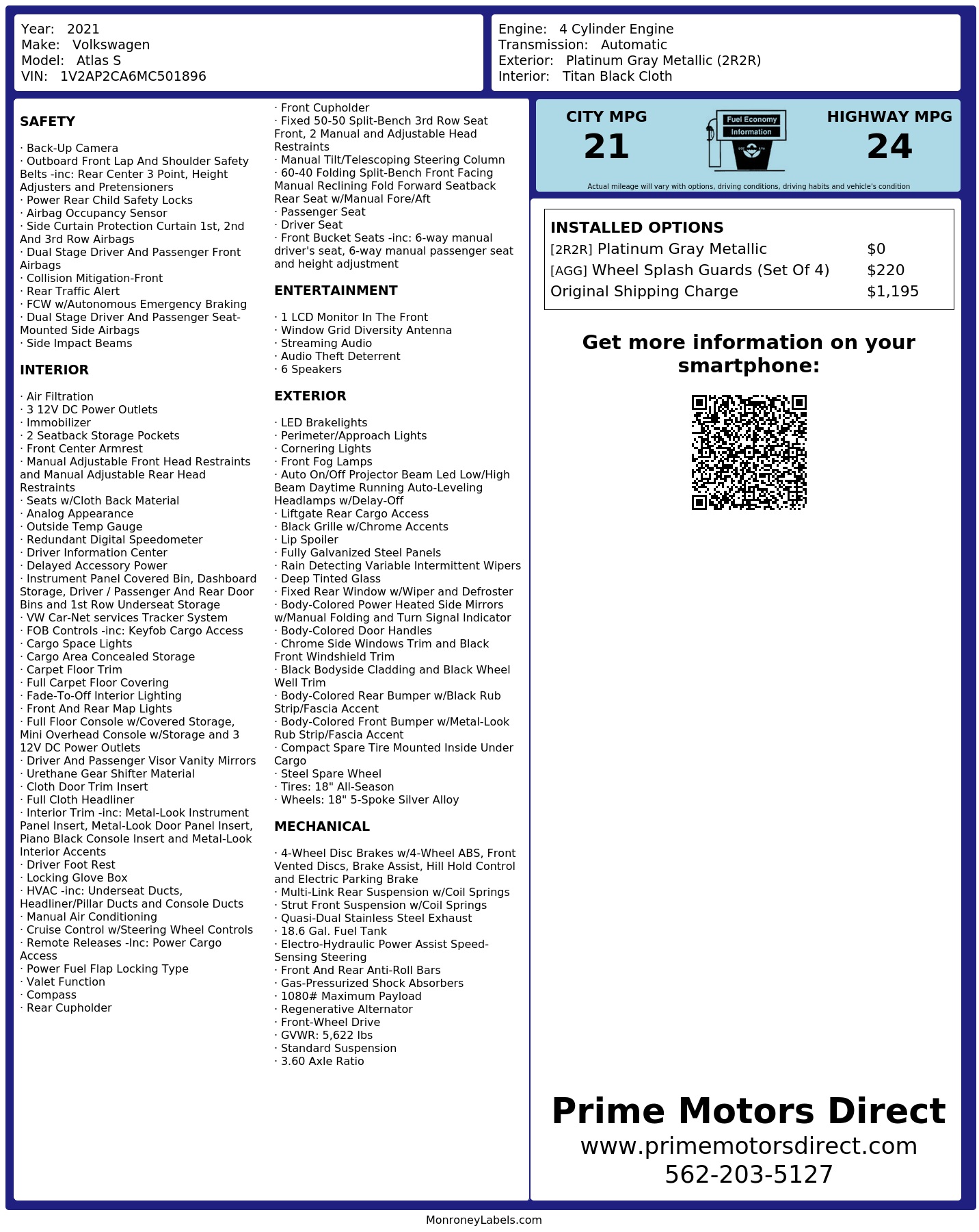 Monroney Label