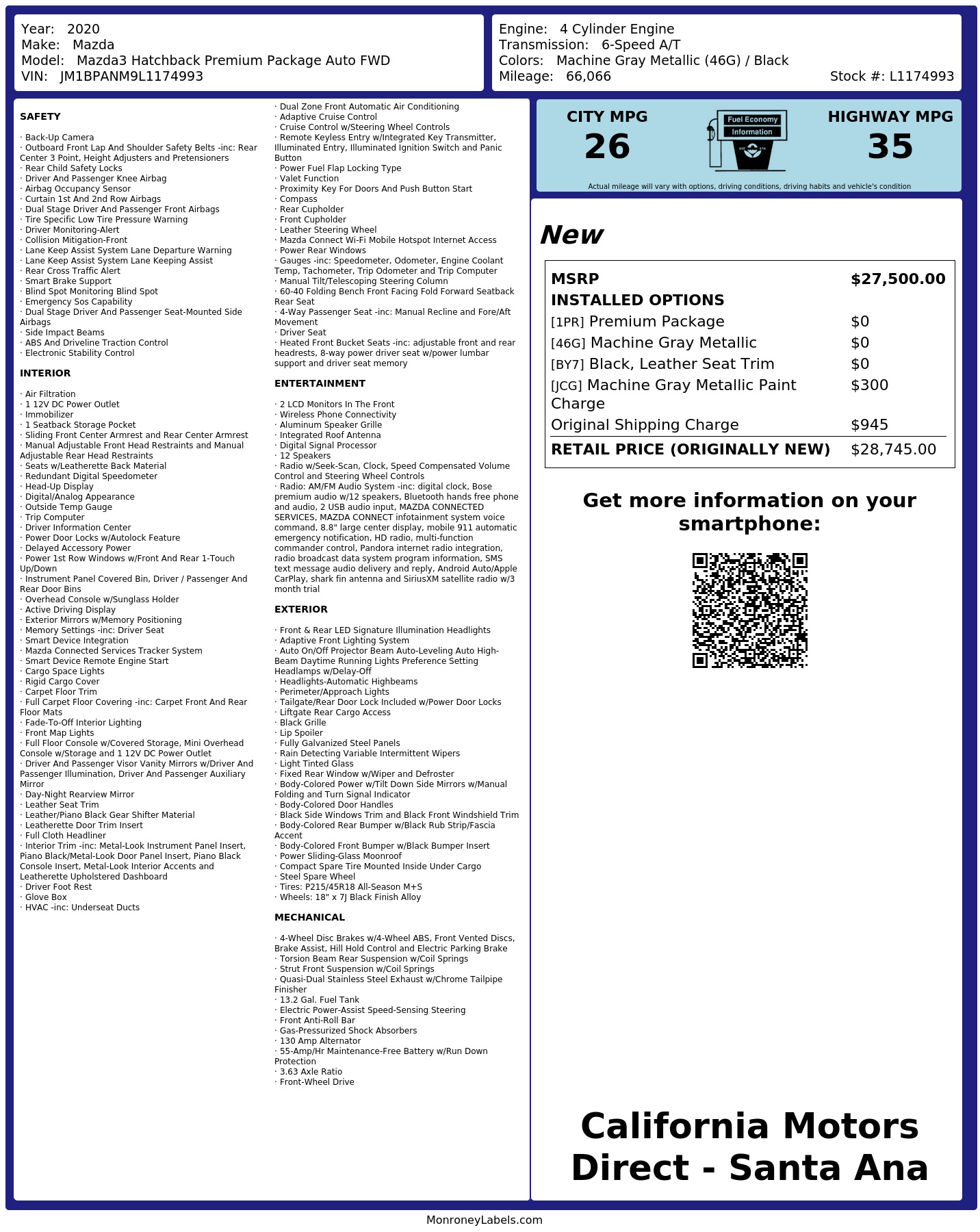 Monroney Label