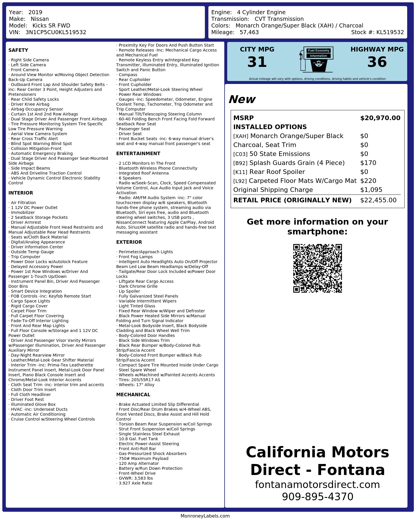 Monroney Label